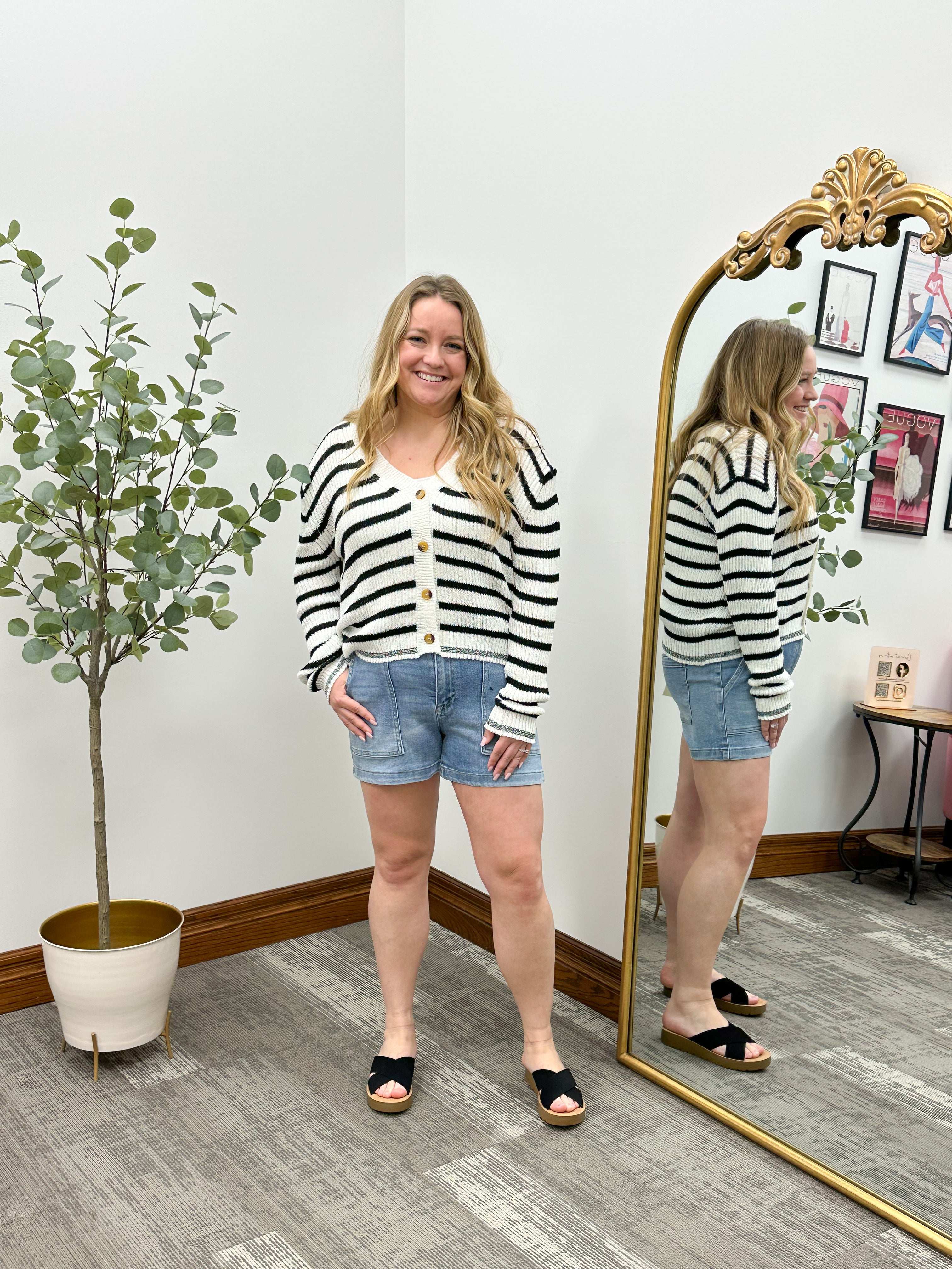 Melody Striped Button Cardigan