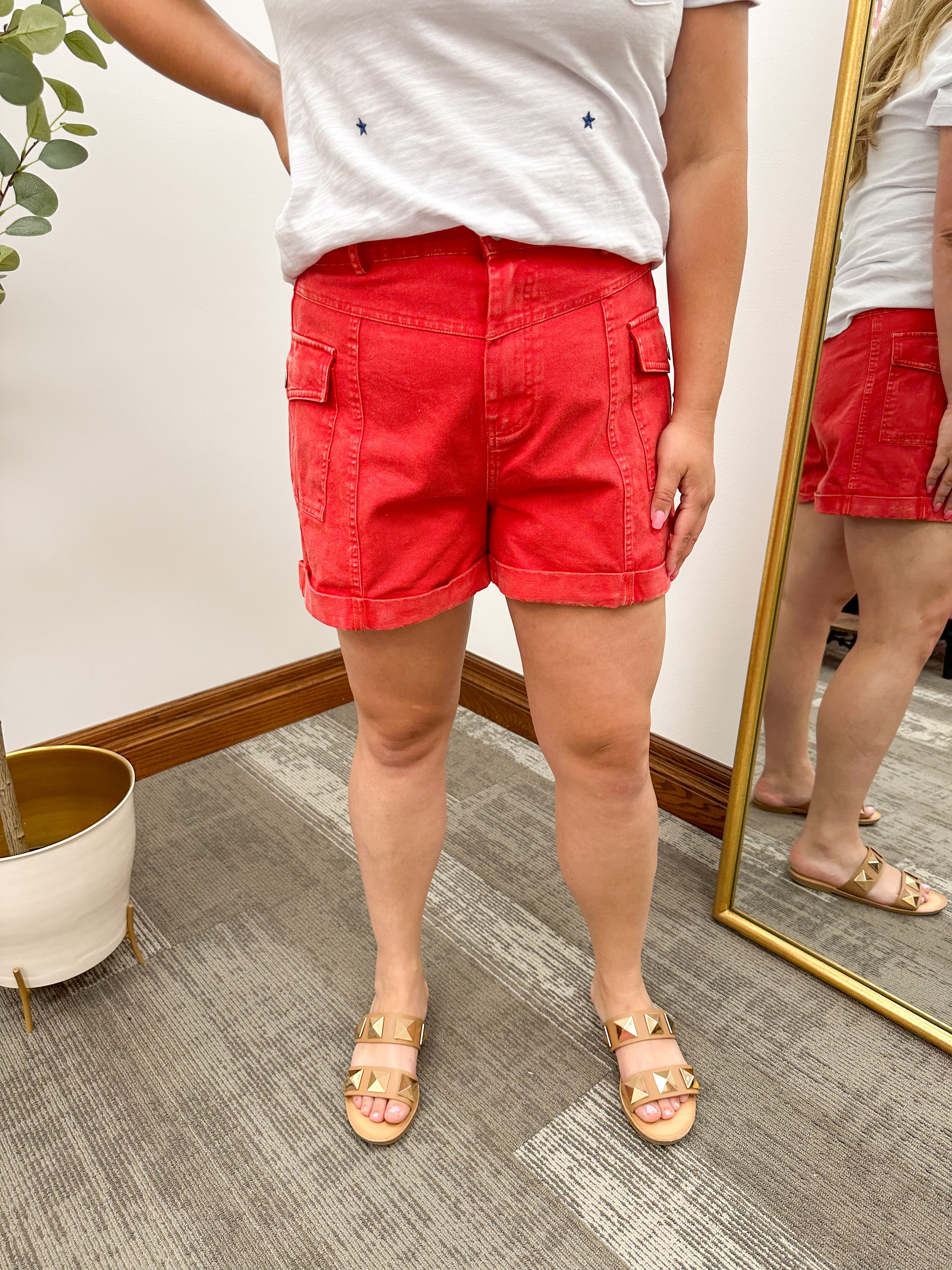 Kate Red Mineral Wash Shorts