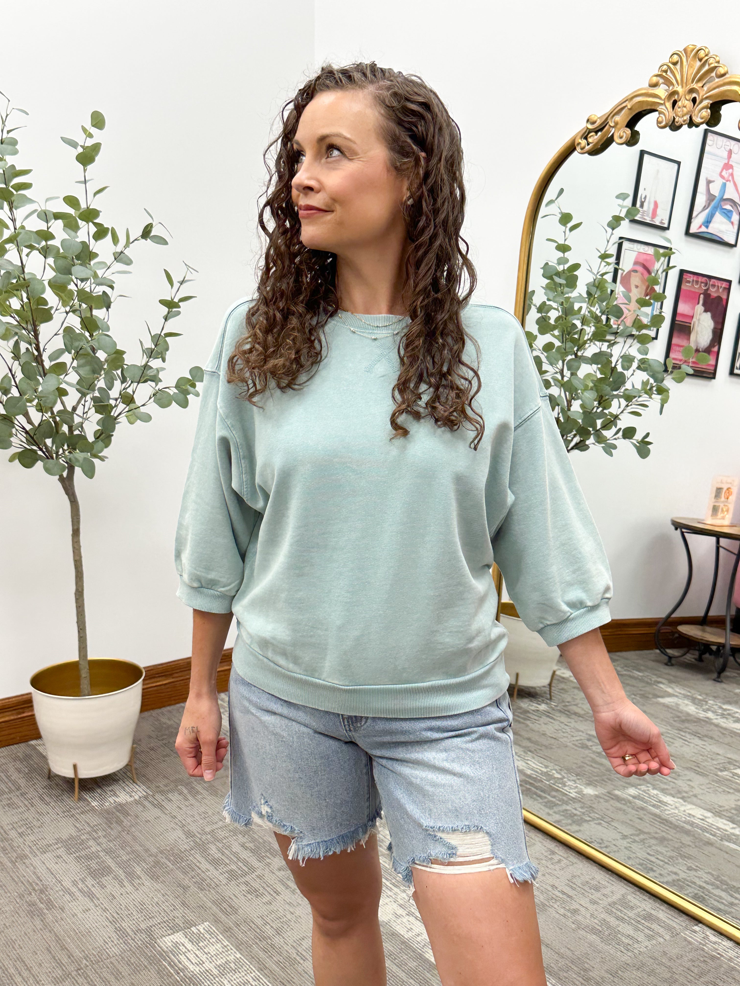 Washed Short Sleeve Sweatshirt