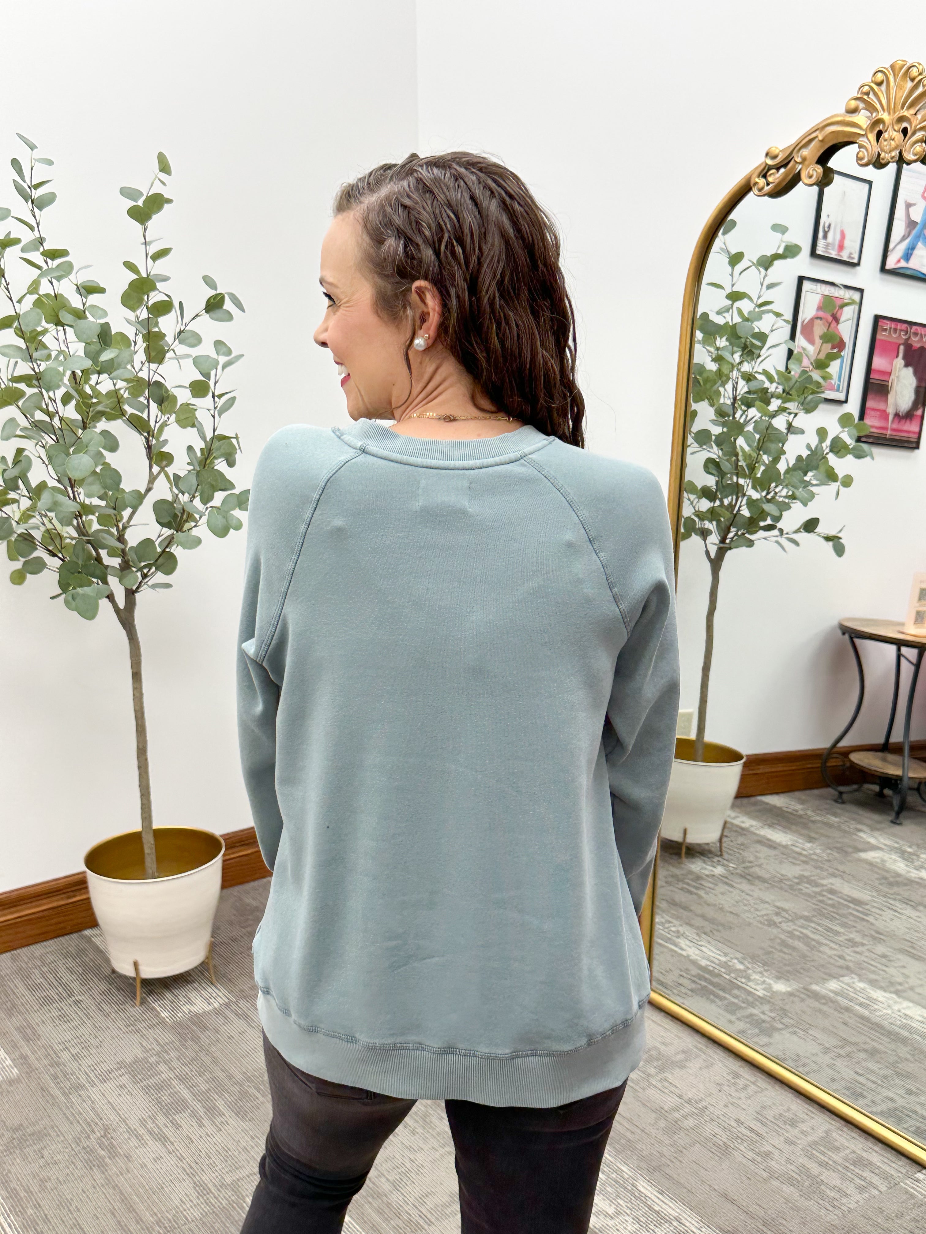 Ruby Light Teal Blue Oversized Sweatshirt