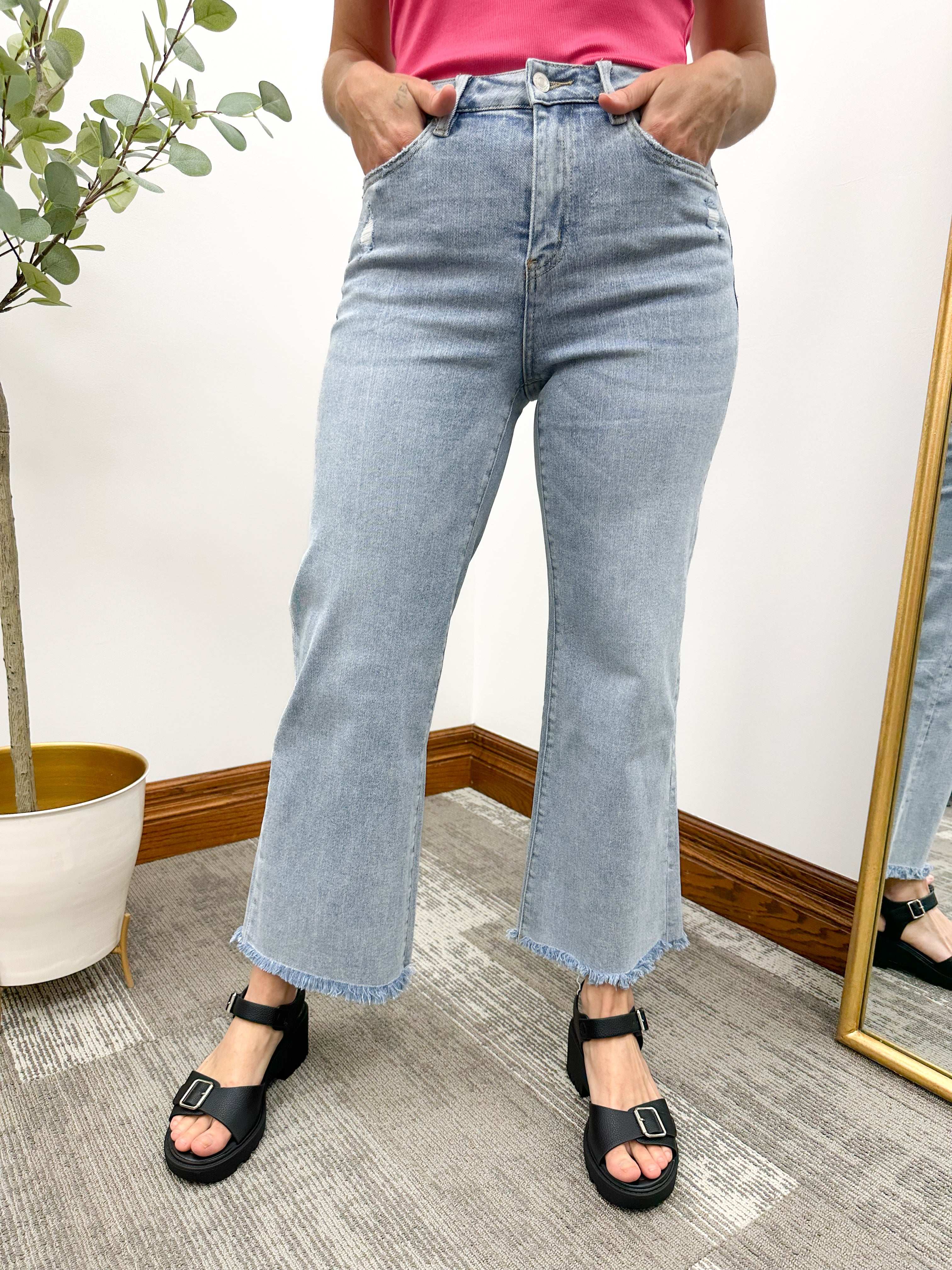 High Rise Wide Leg Ankle Mica Jeans