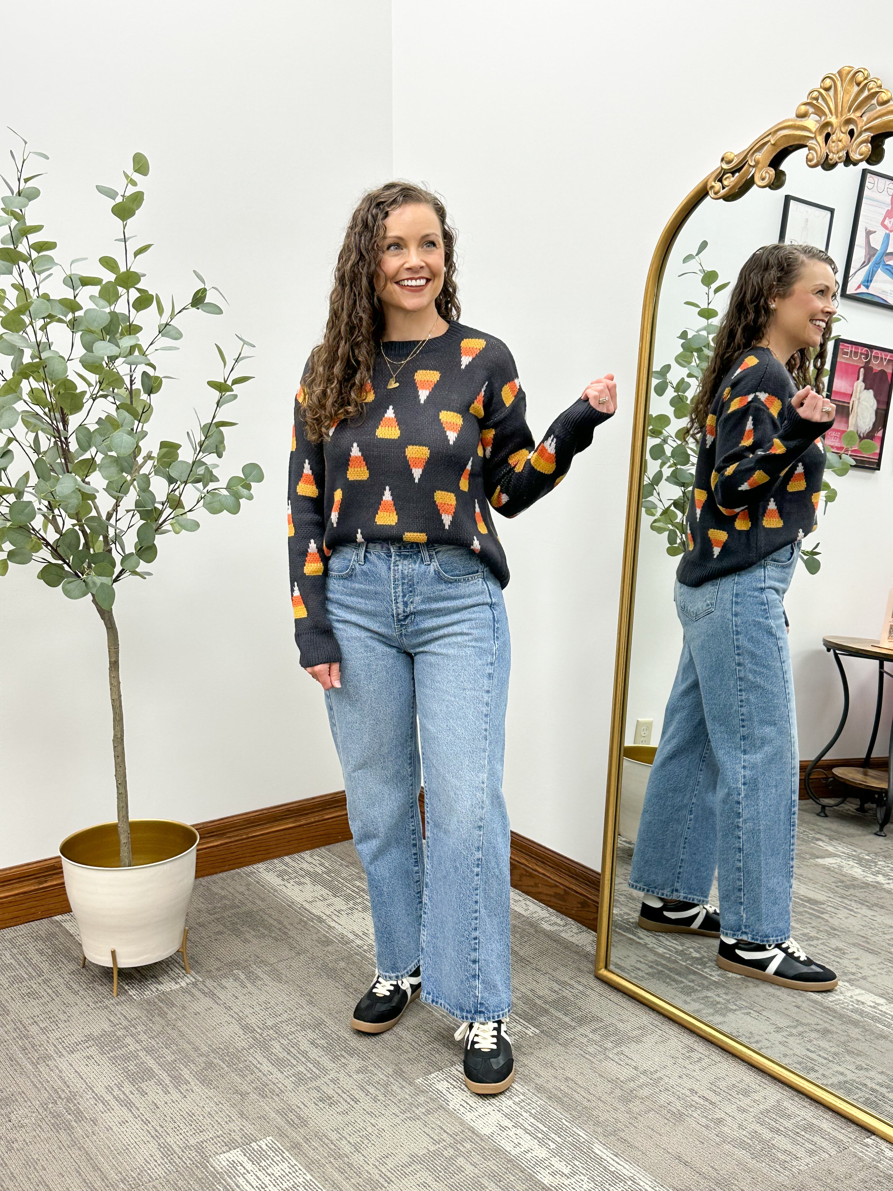 Candy Corn Printed Sweater