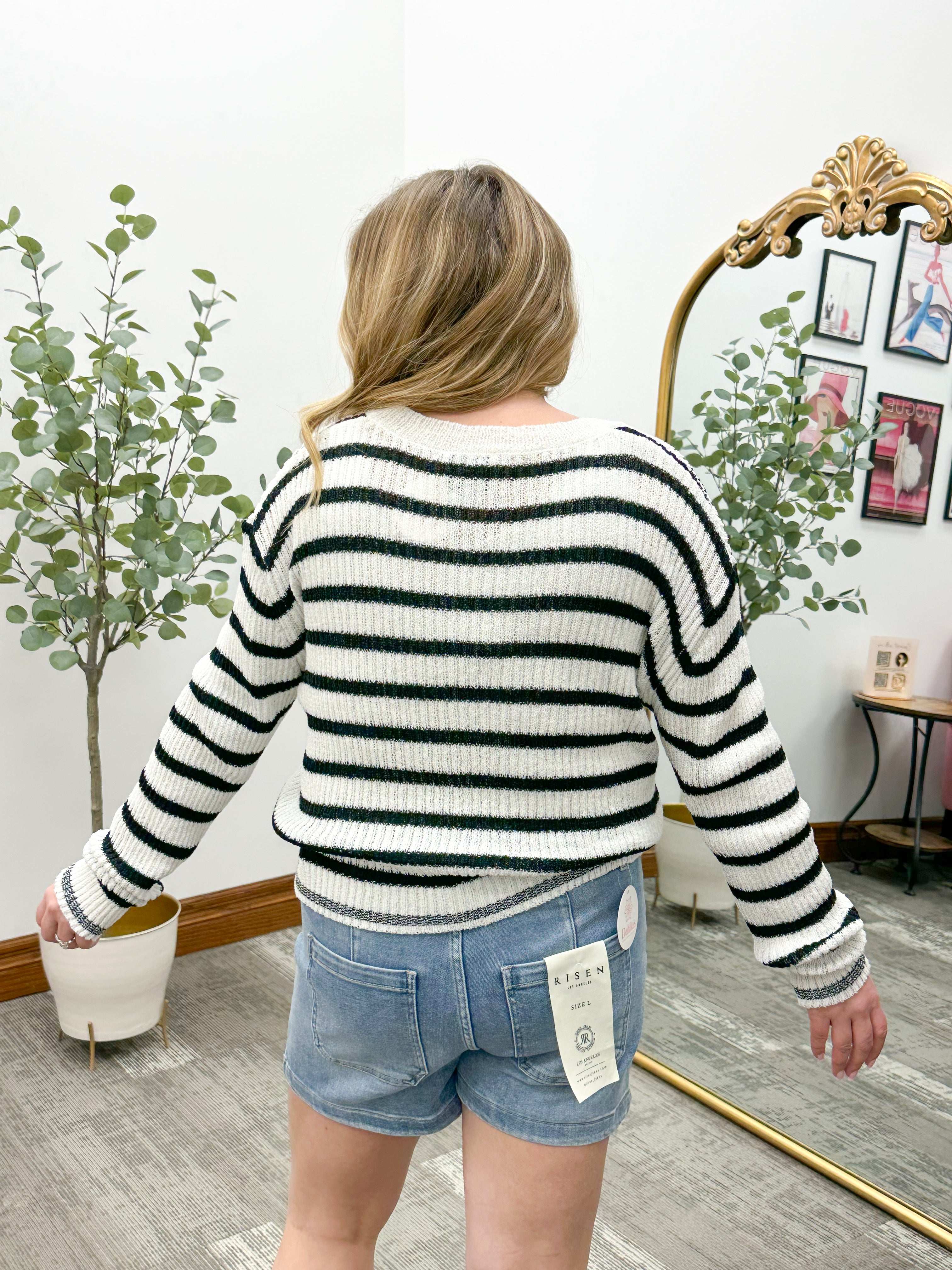 Melody Striped Button Cardigan