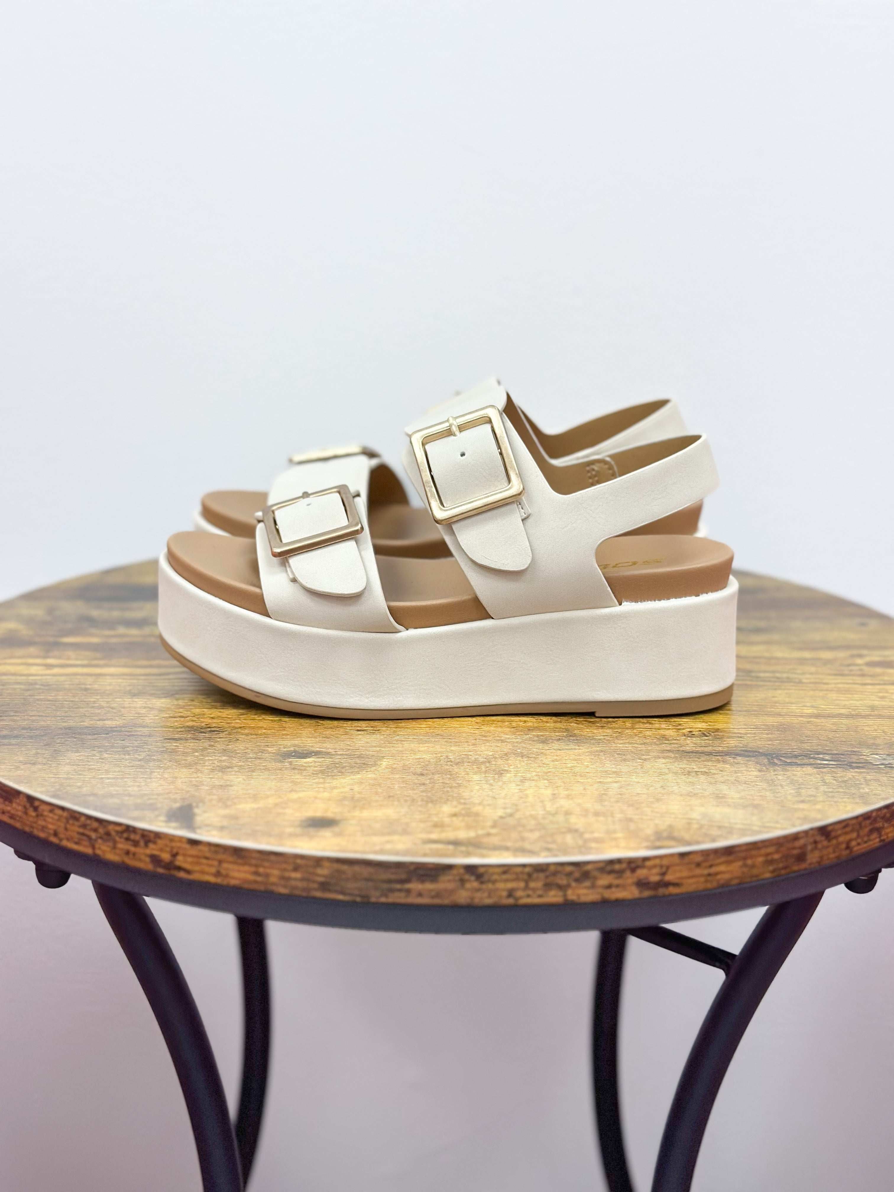 Billie Beige Platform Sandals
