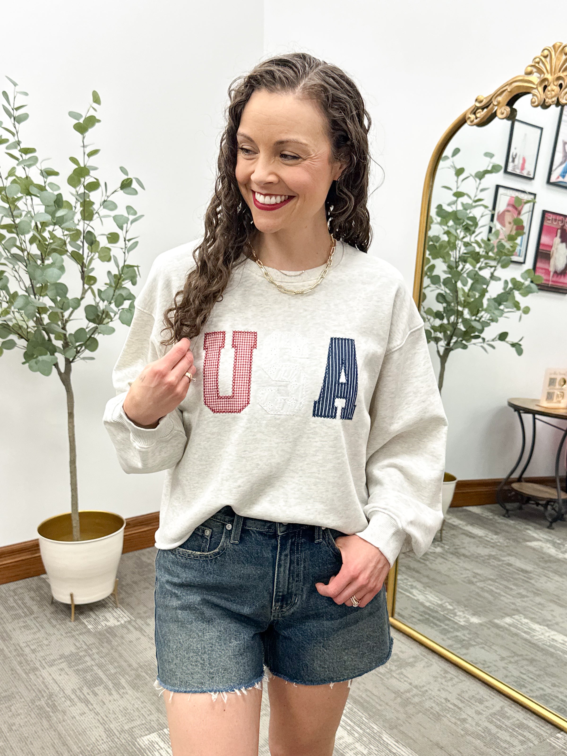 USA patchwork Sweatshirt, USA sweatshirt, USA crewneck, Cropped Sweatshirt, 4th of July sweatshirt