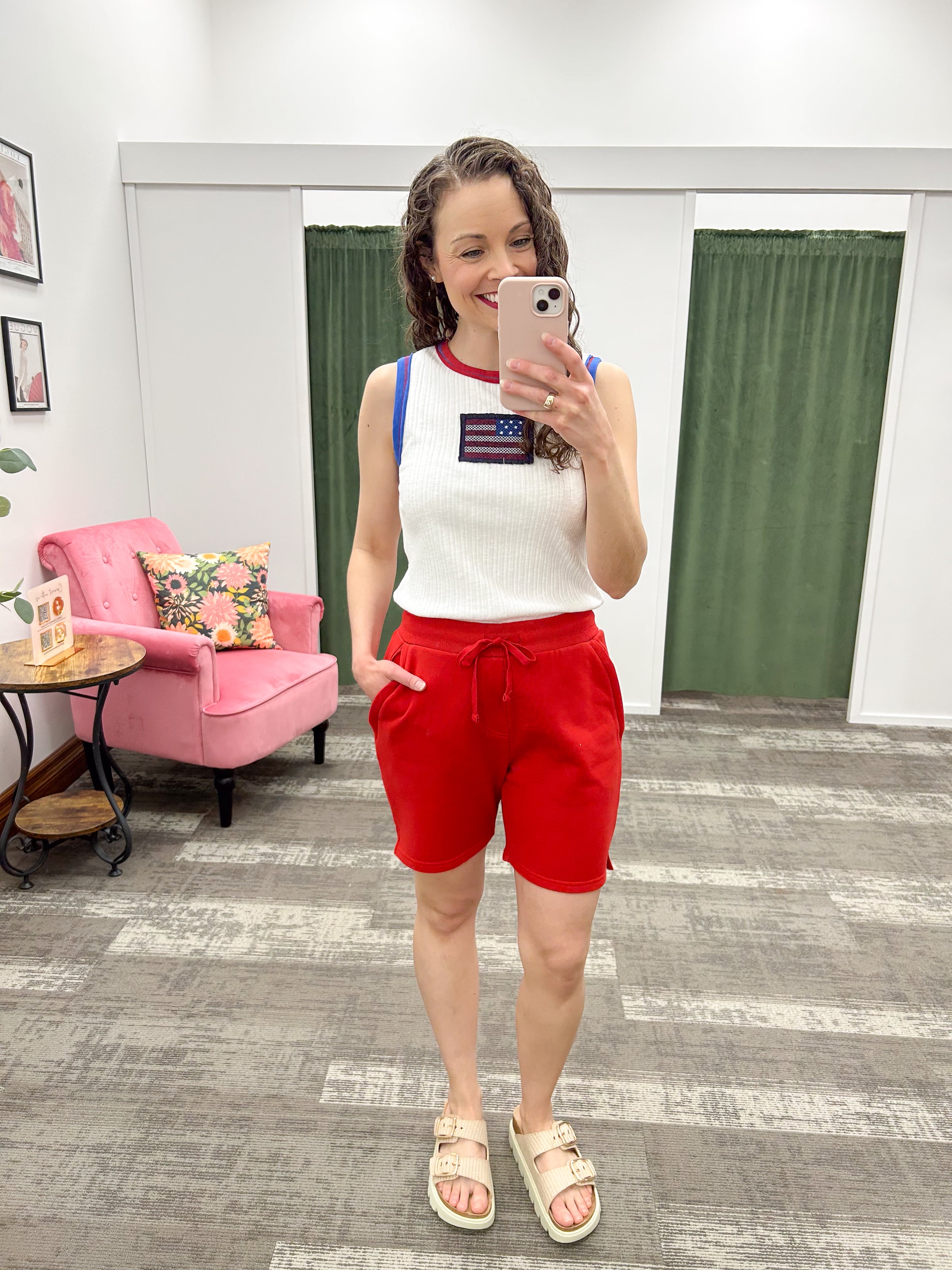 Red French Terry Lounge Shorts