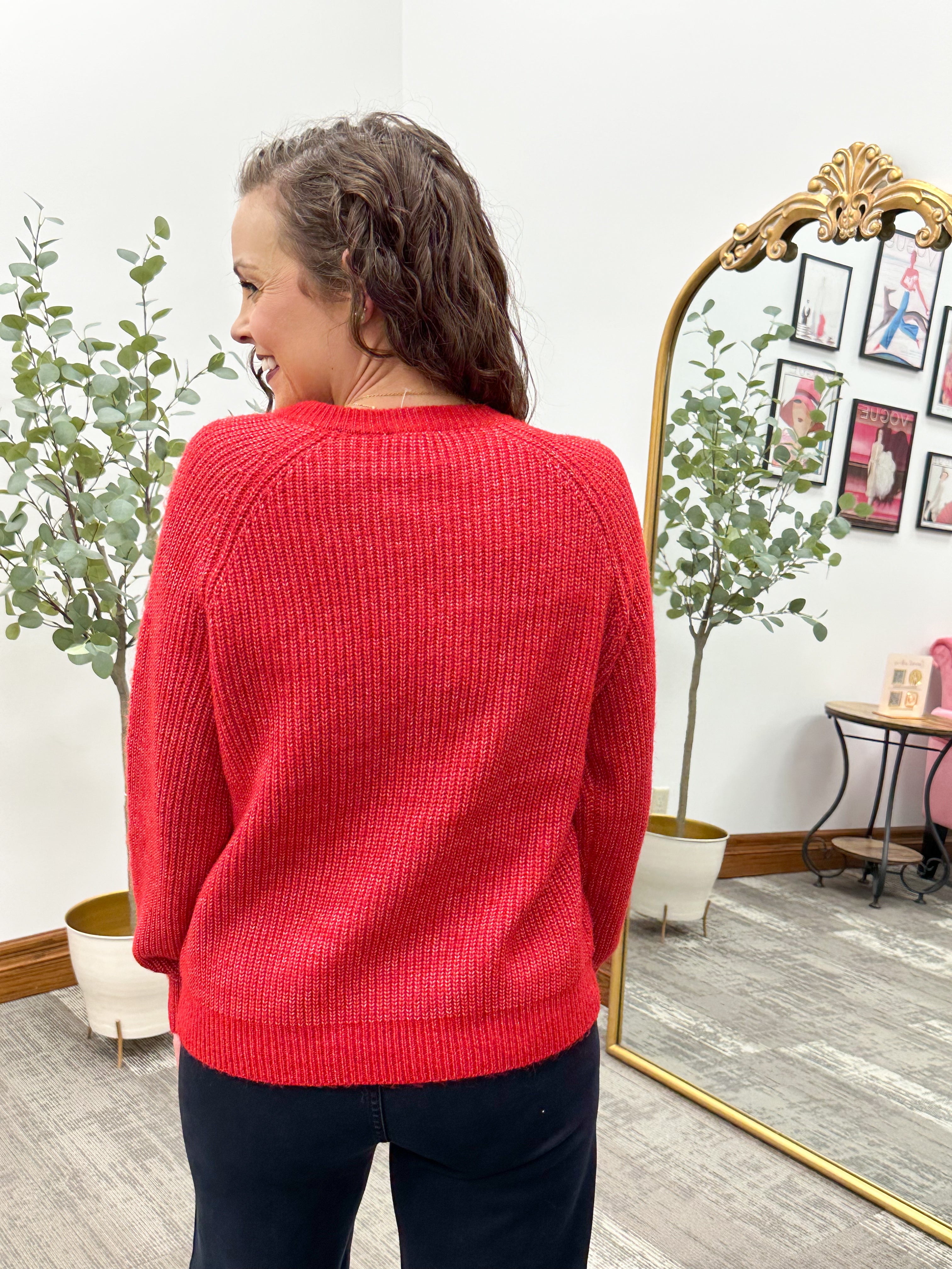Red Tie Neck Sweater