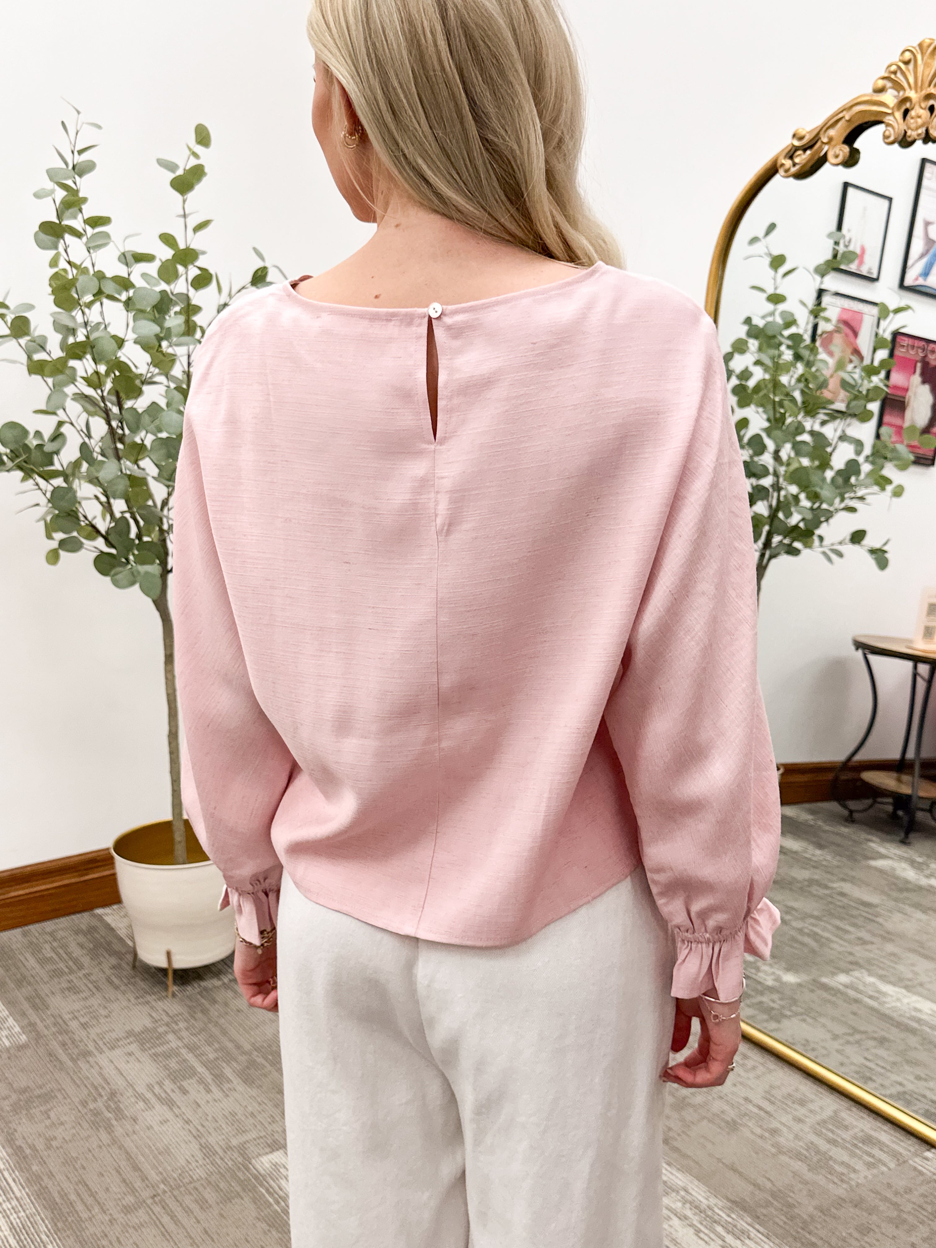 Light Pink Dolman Sleeve Blouse