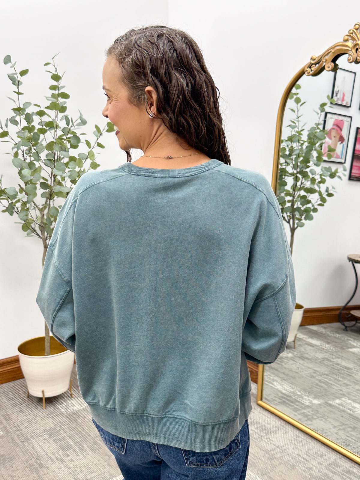Washed Terry Seam Detail Sweatshirt