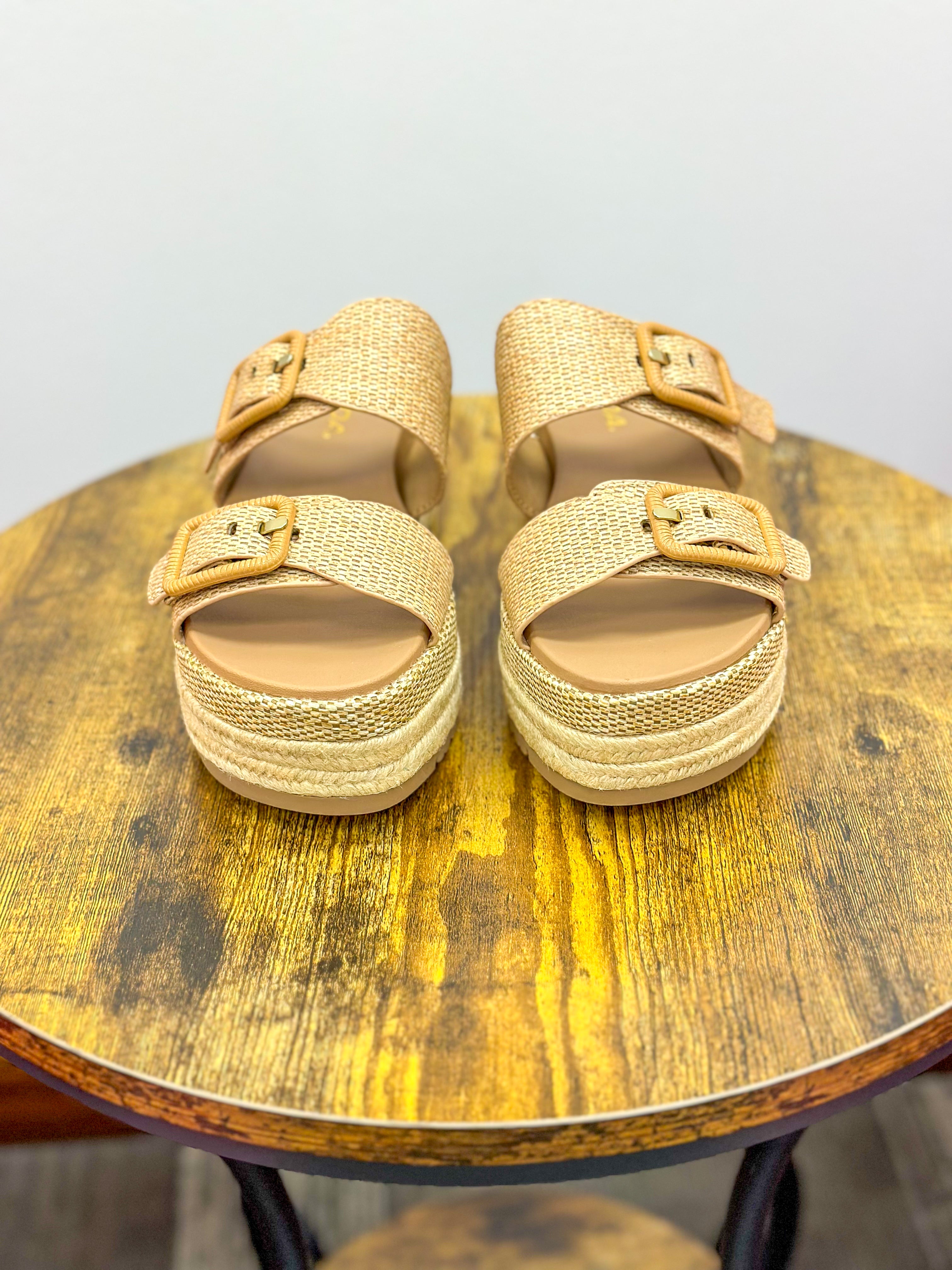 Frannie Tan Raffia Sandals