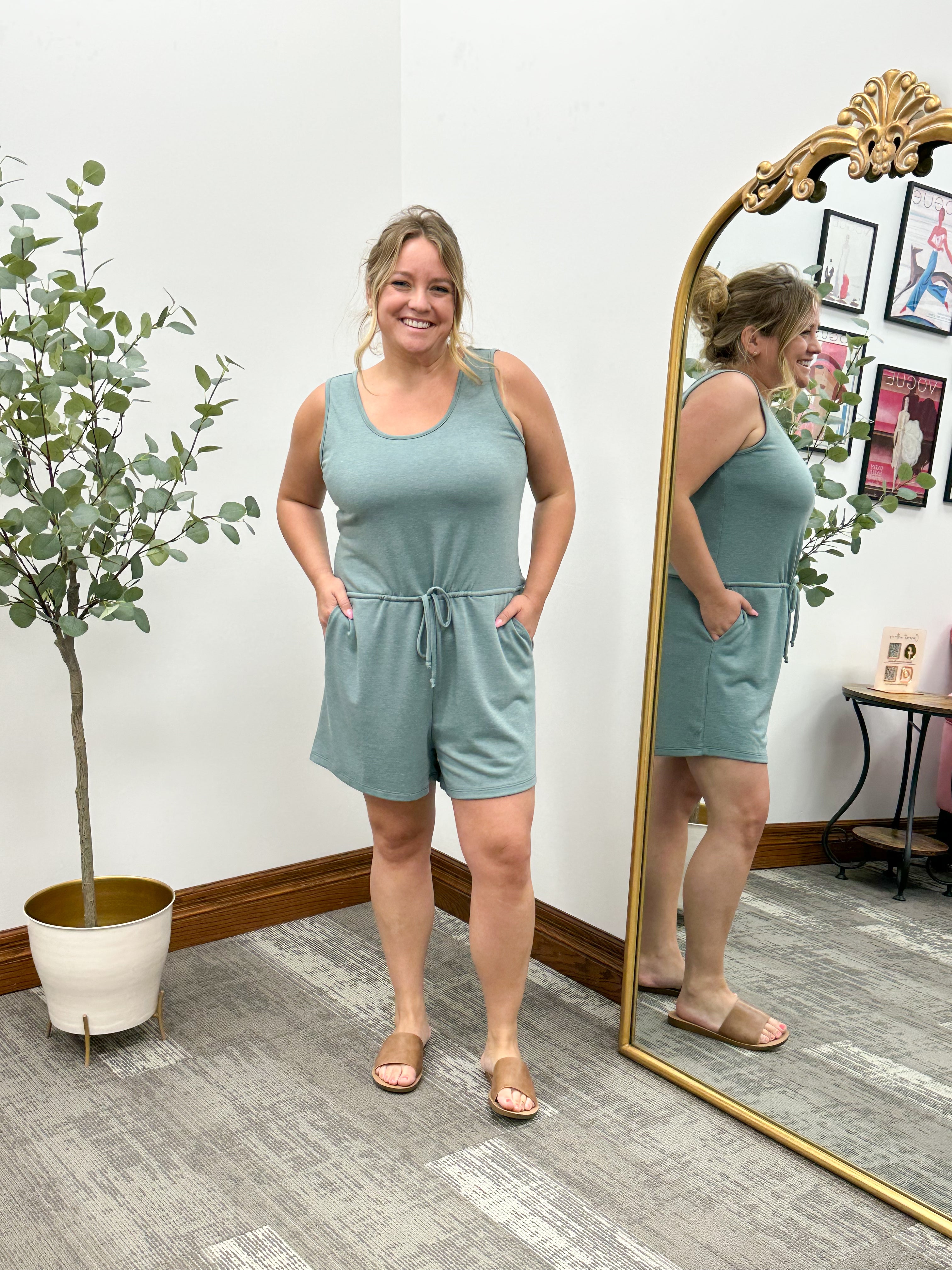 Sondra Dark Sage Romper
