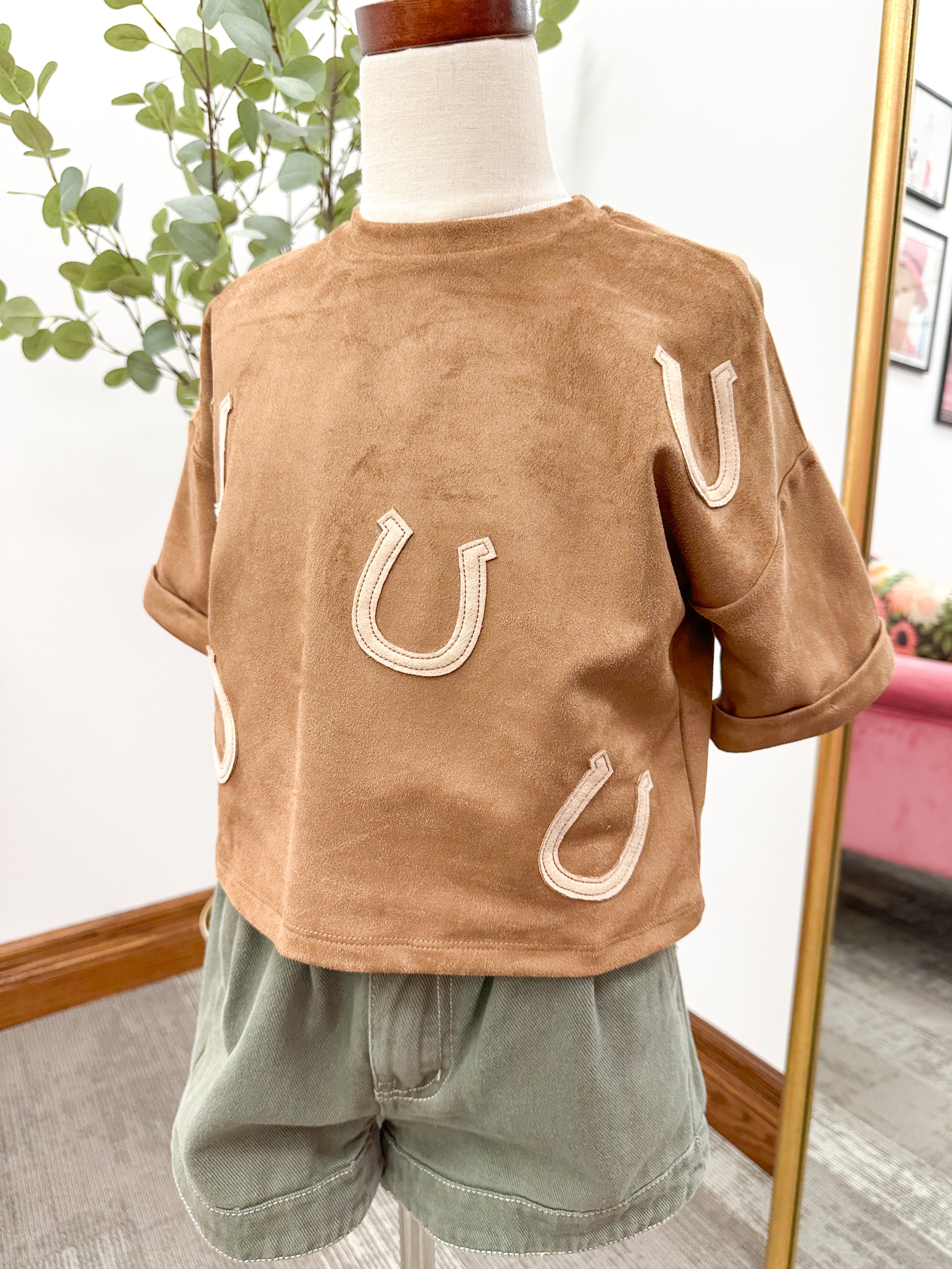 Girls Horseshoe Suede T-Shirt