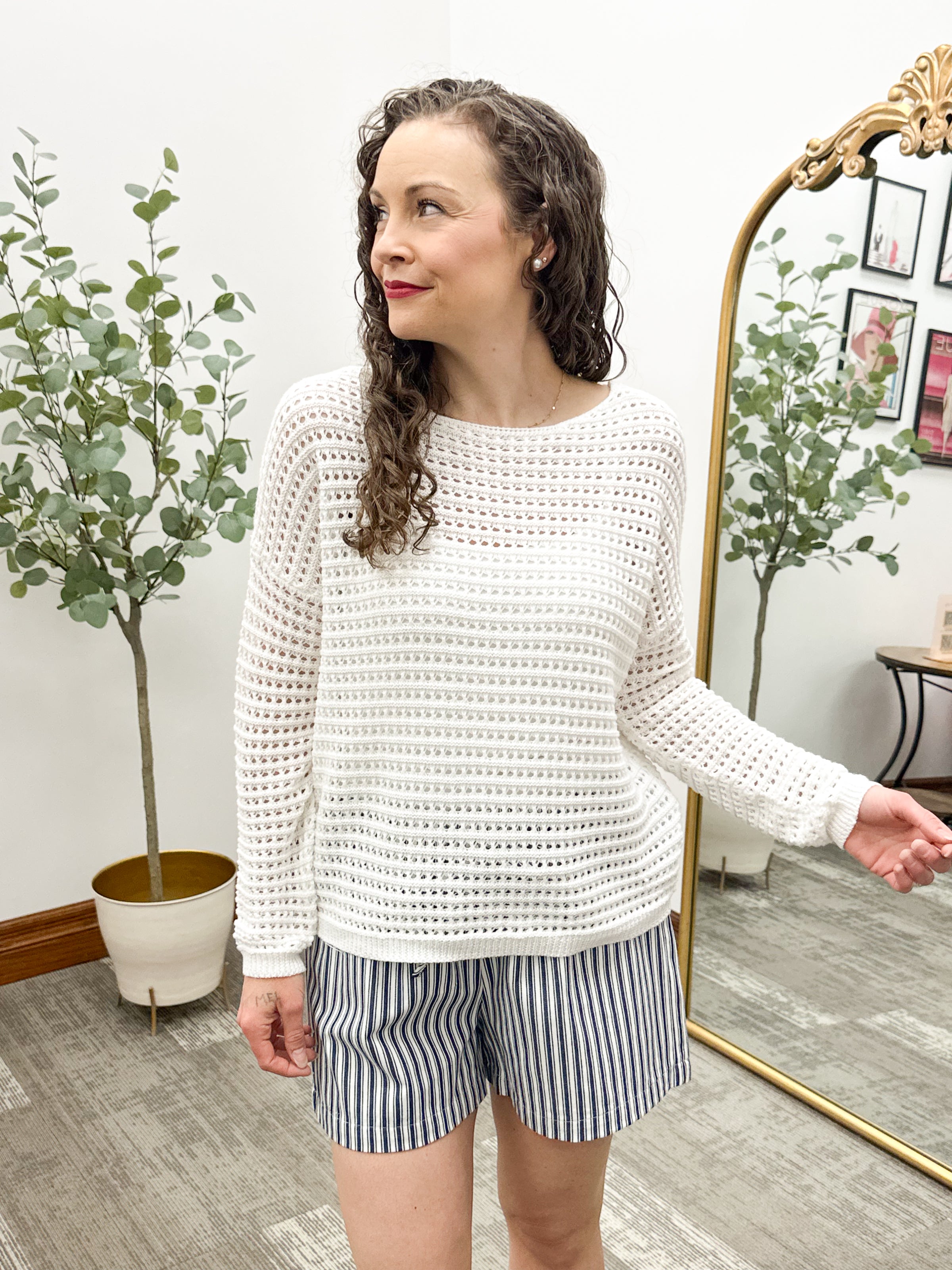 Off White Open Knit Sweater