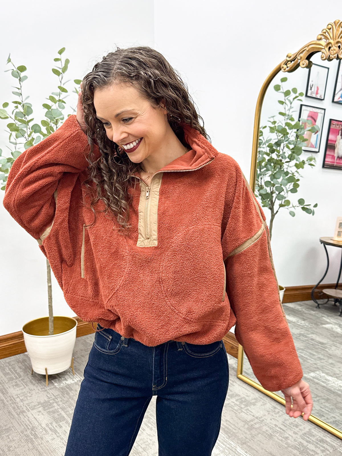 Brown Sherpa pullover