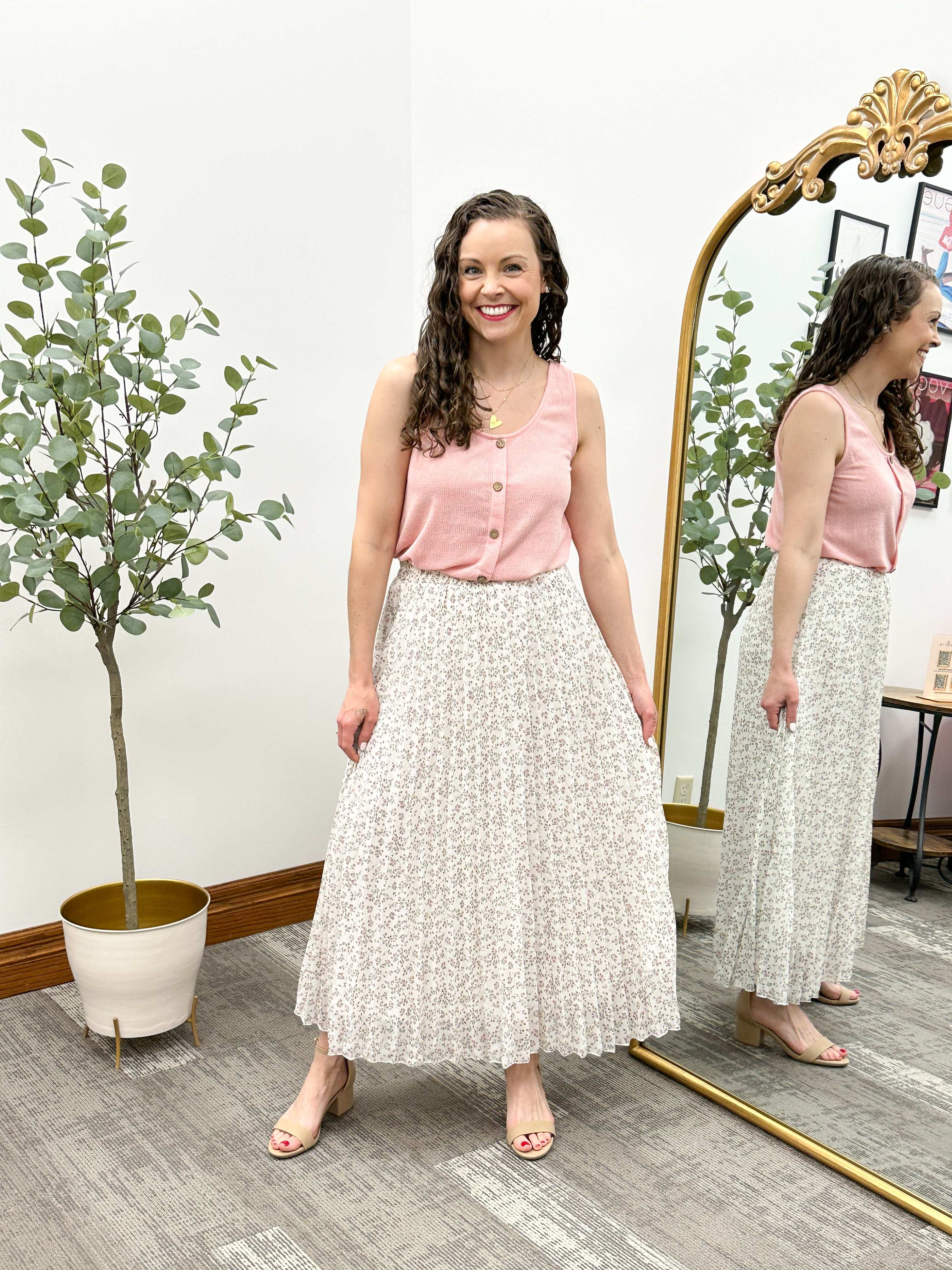Floral Pleated Maxi Skirt