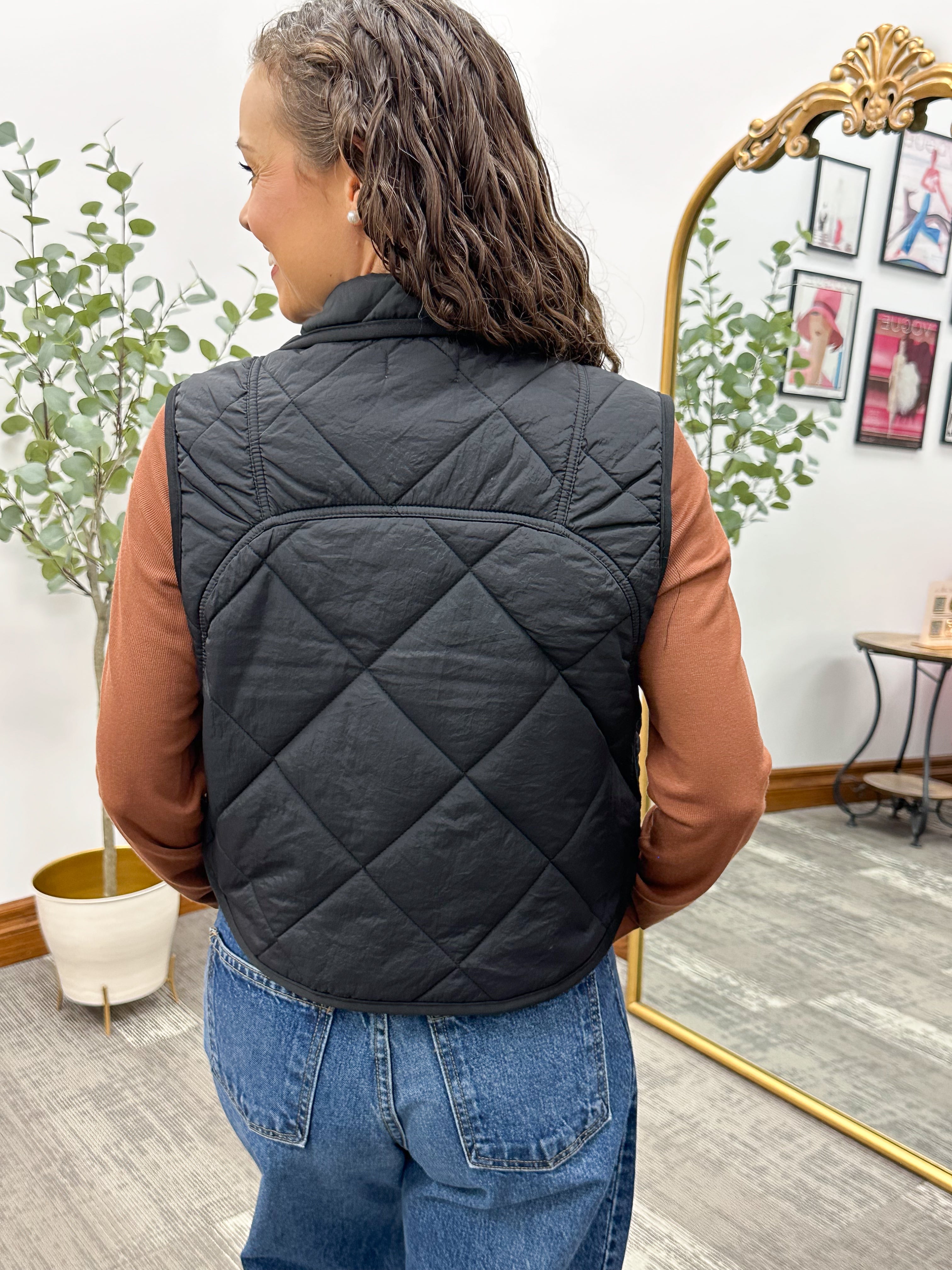 Sabrina Black Quilted Vest