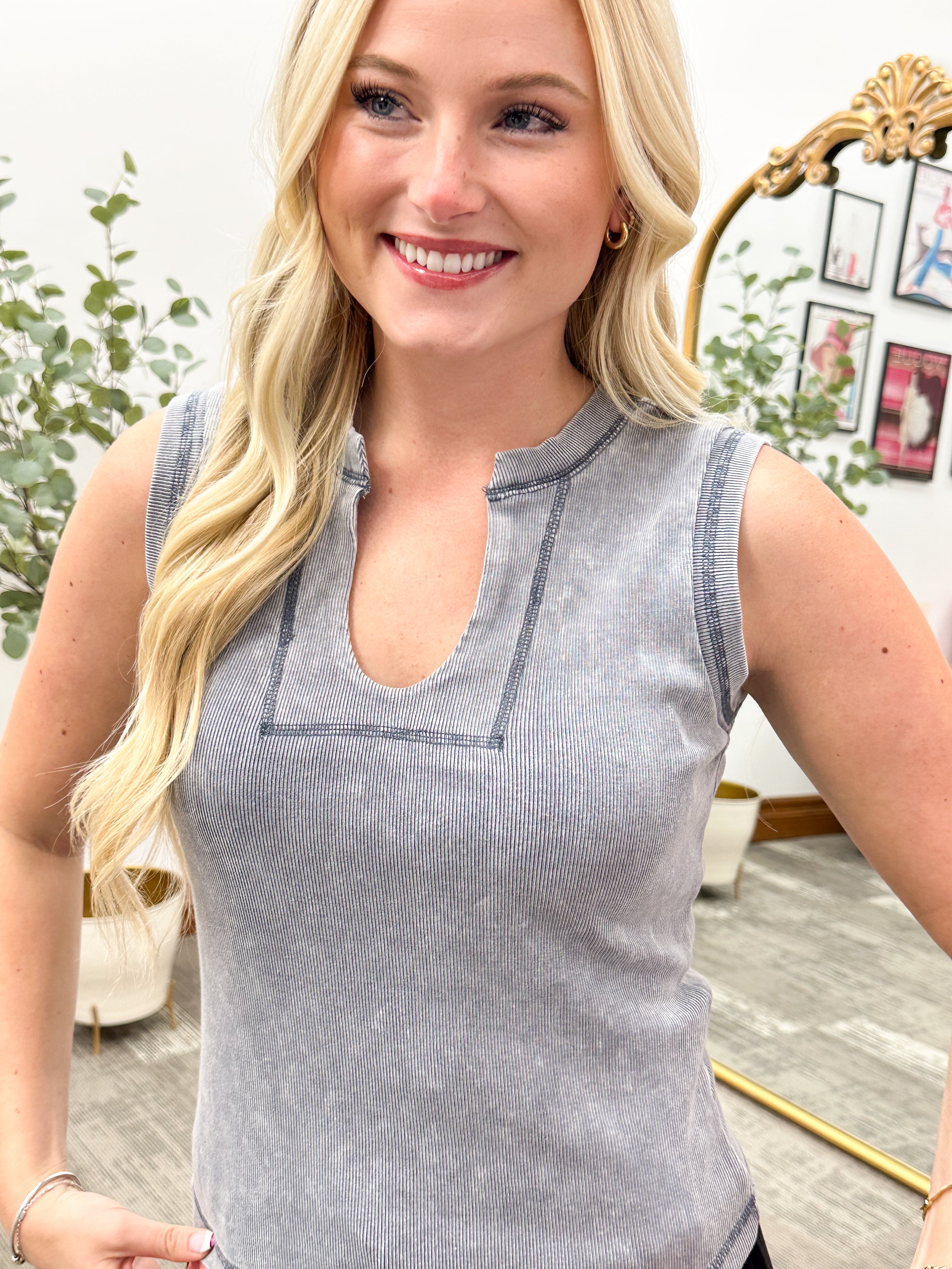 Ribbed Cutout Tank Top