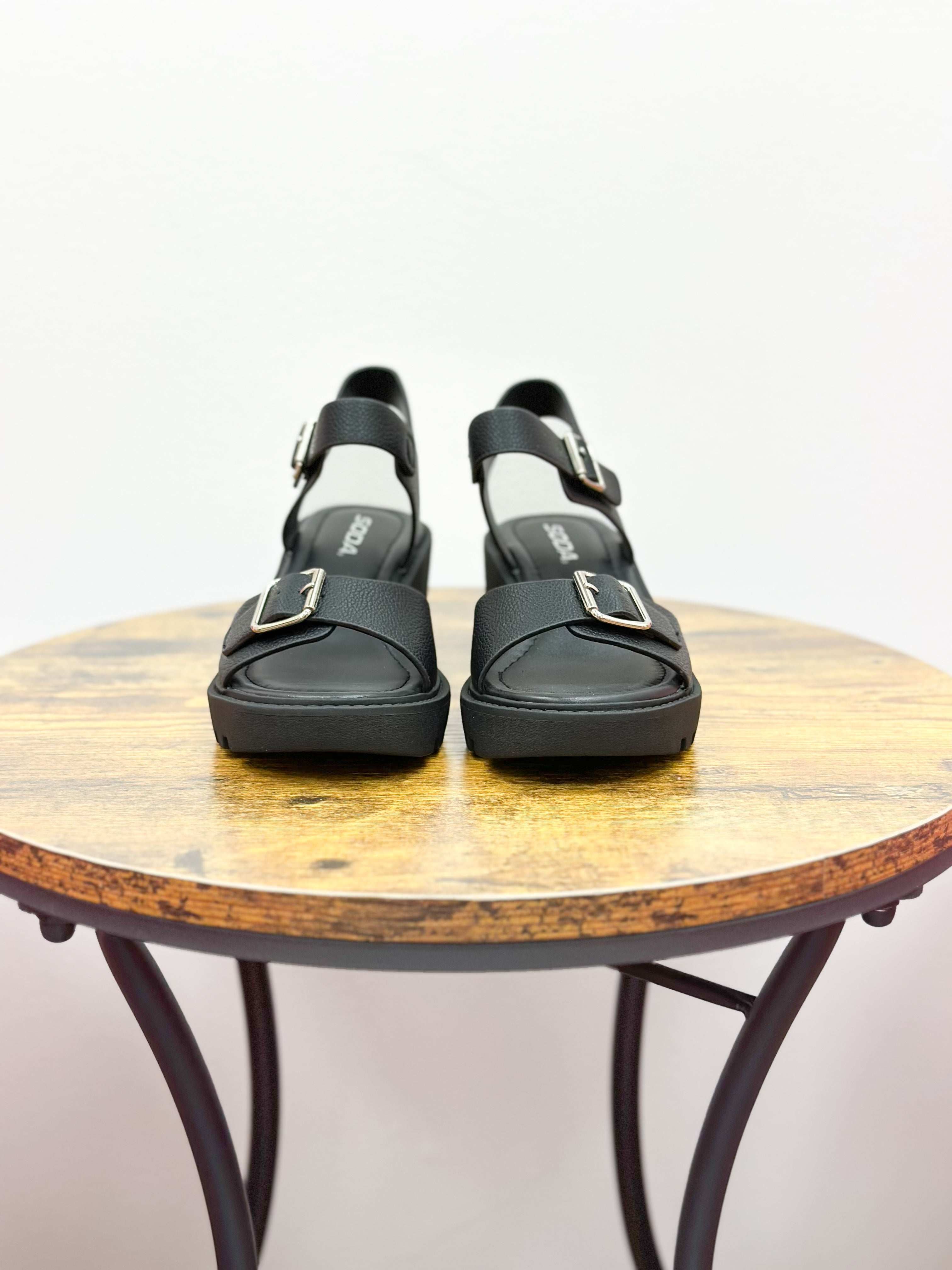 Hazel Black Block Heel Sandals