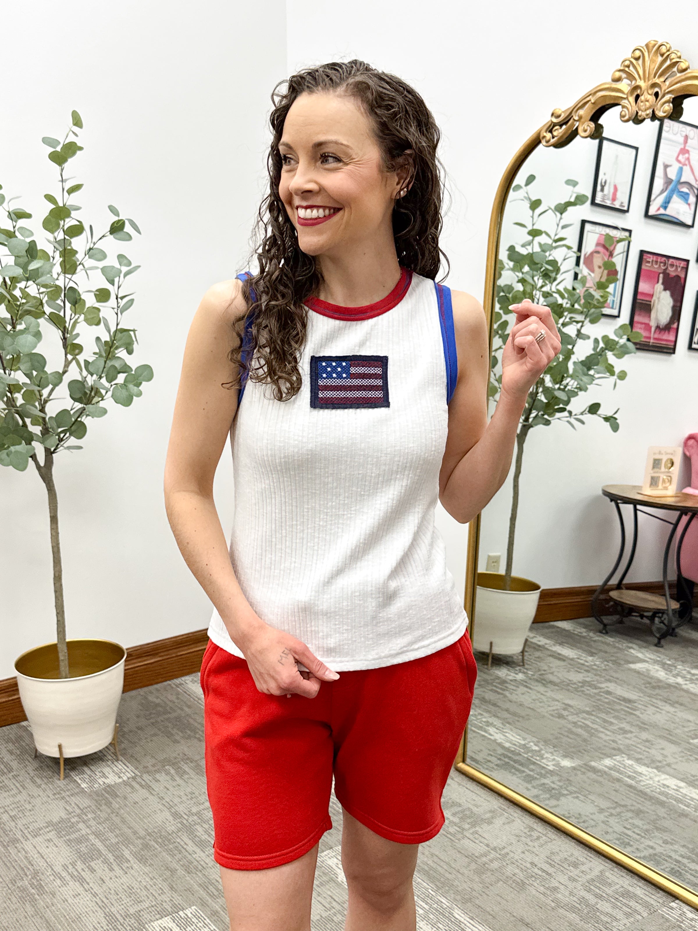 American Flag Patch Tank Top