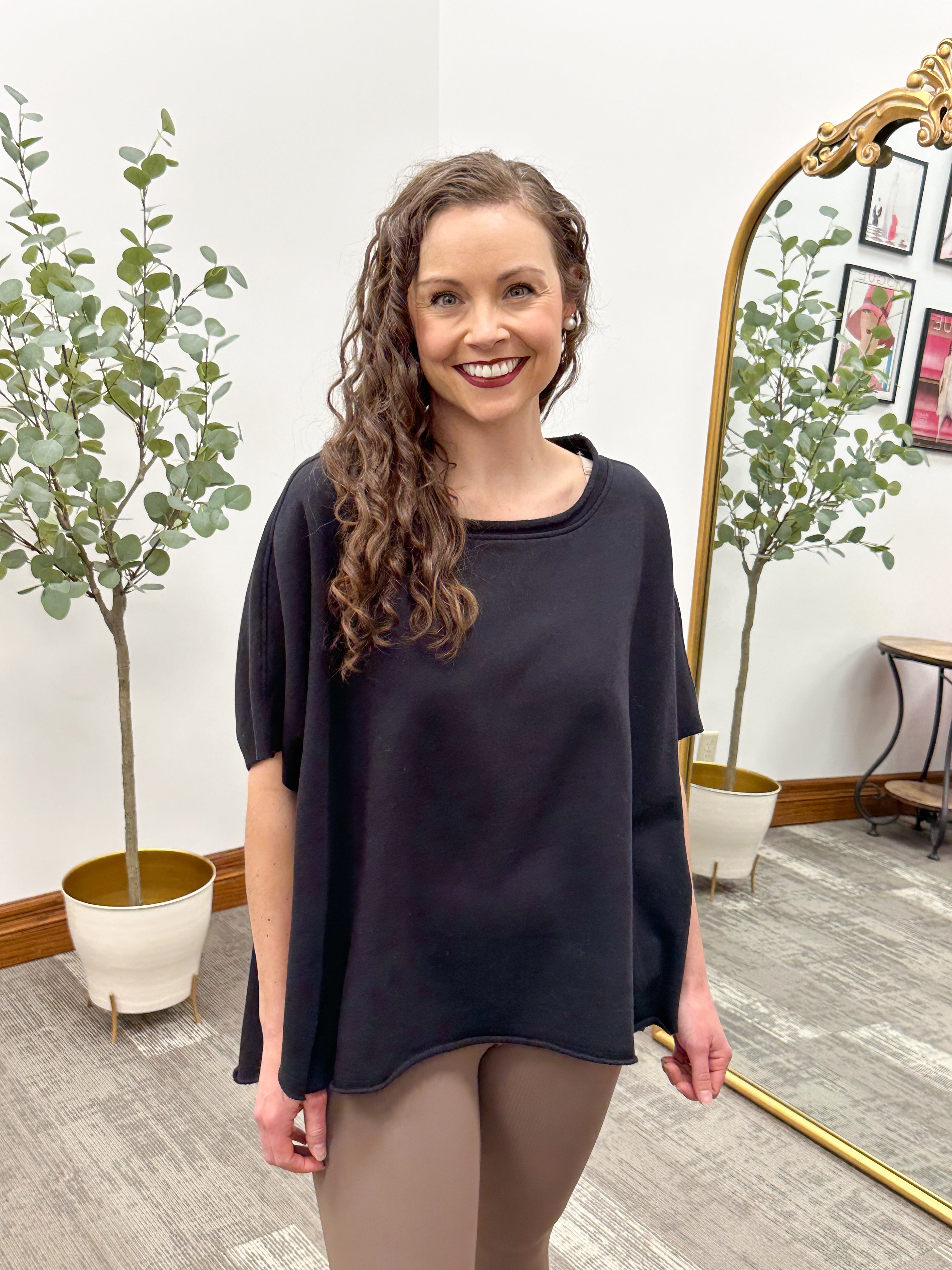 Black Short Sleeve Sweatshirt, Workout Shirt