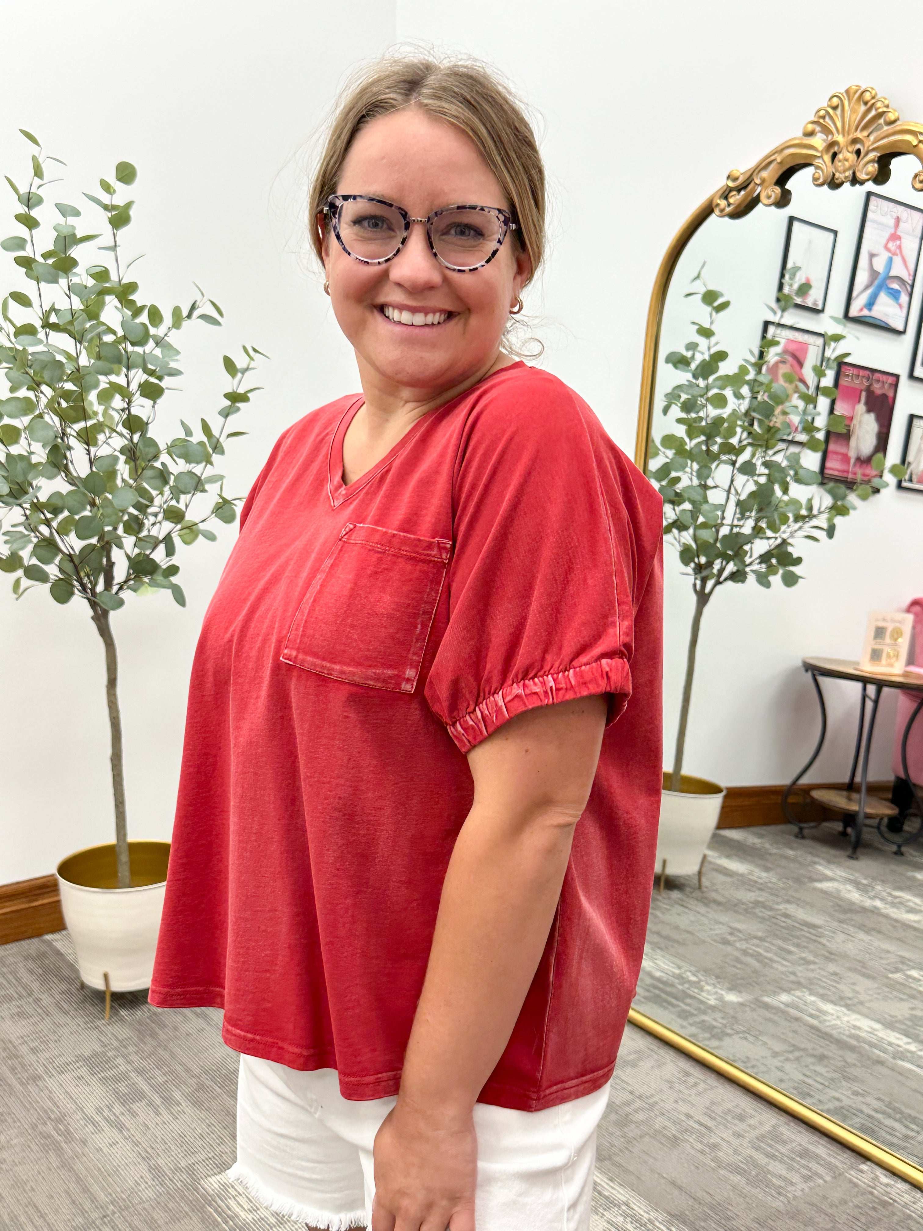 Washed Red Pocket T-Shirt