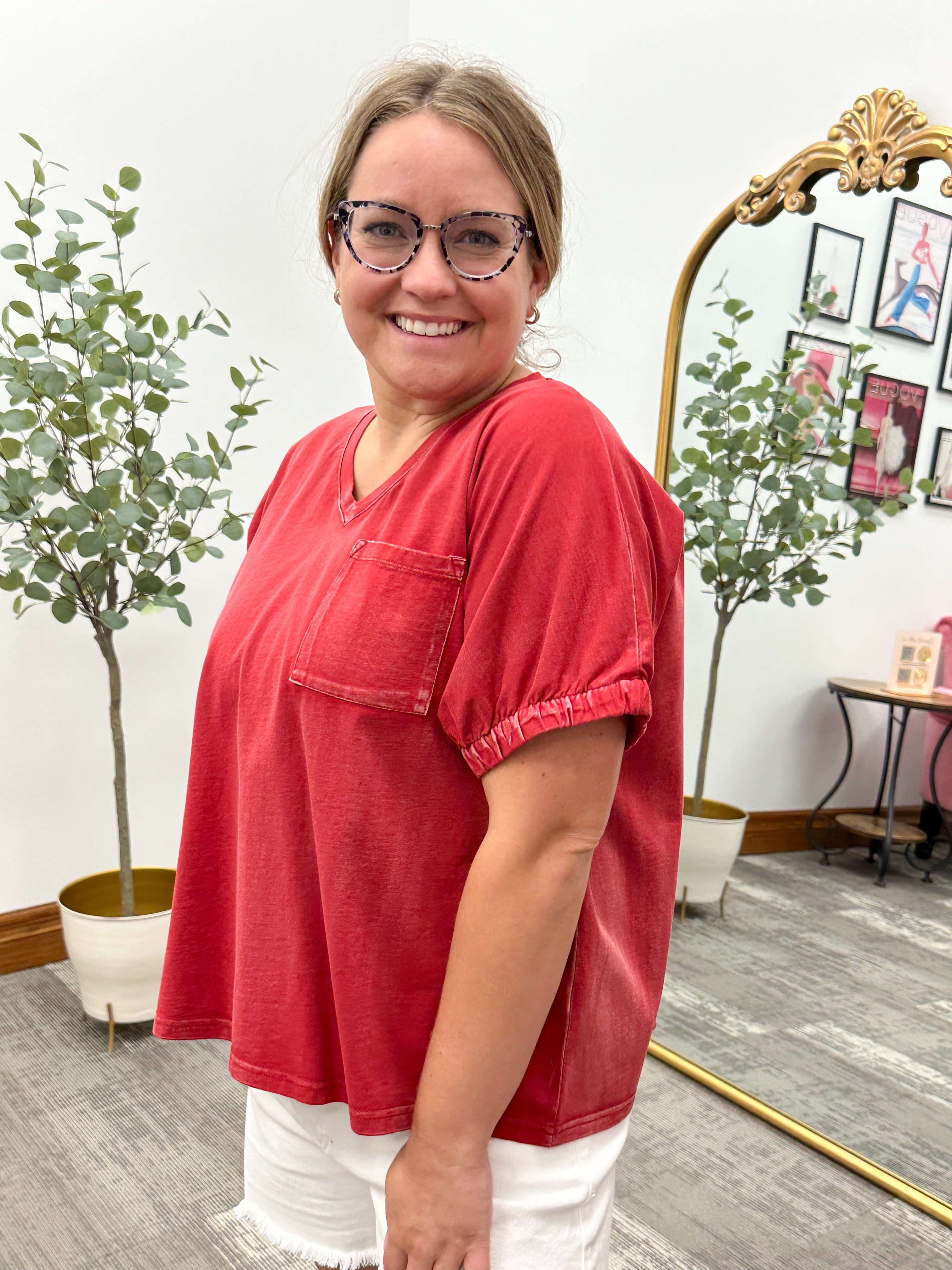 Washed Red Pocket T-Shirt