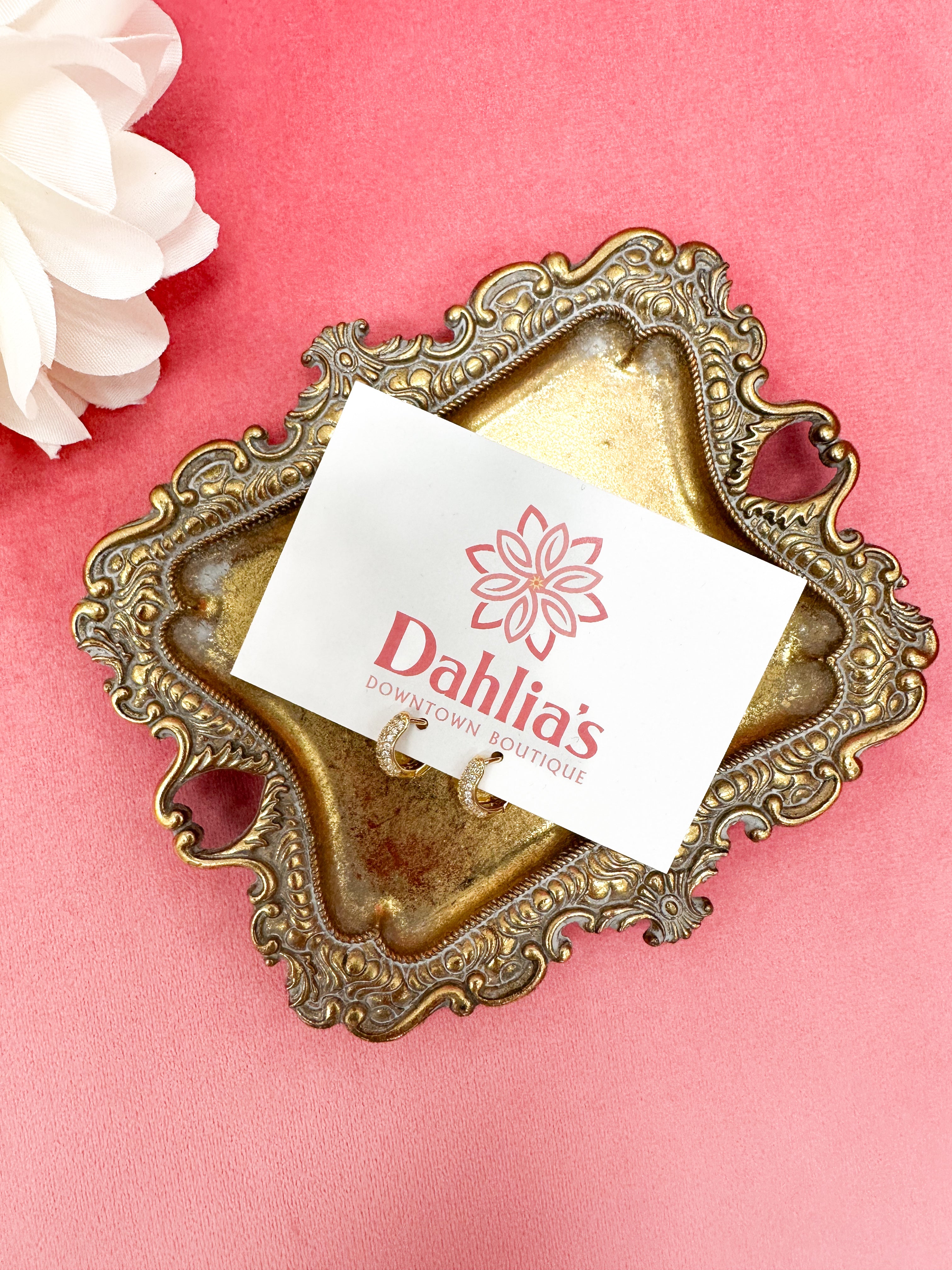 Gold Dipped CZ Huggie Earrings