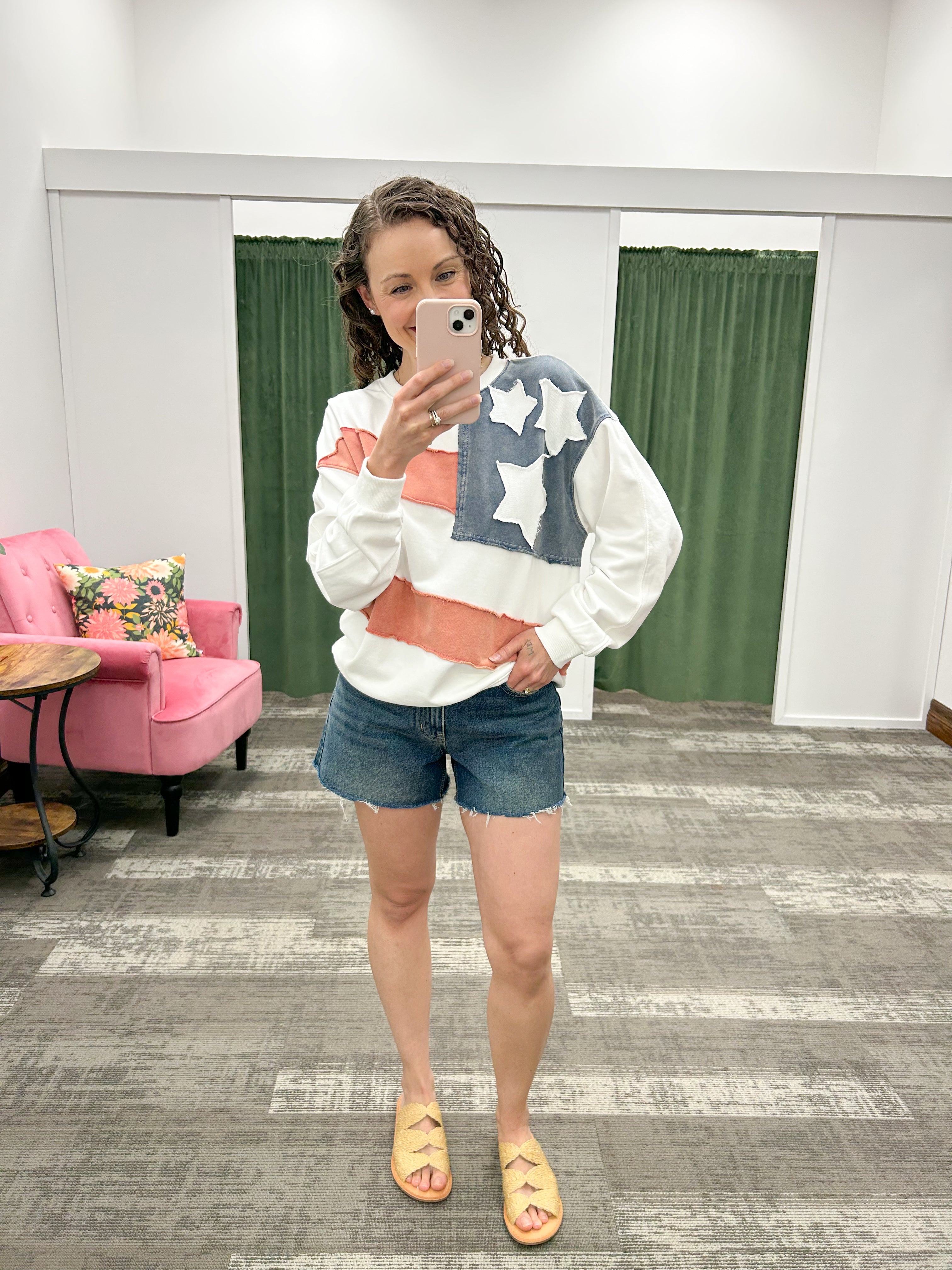 American Flag Patch Terry Sweatshirt