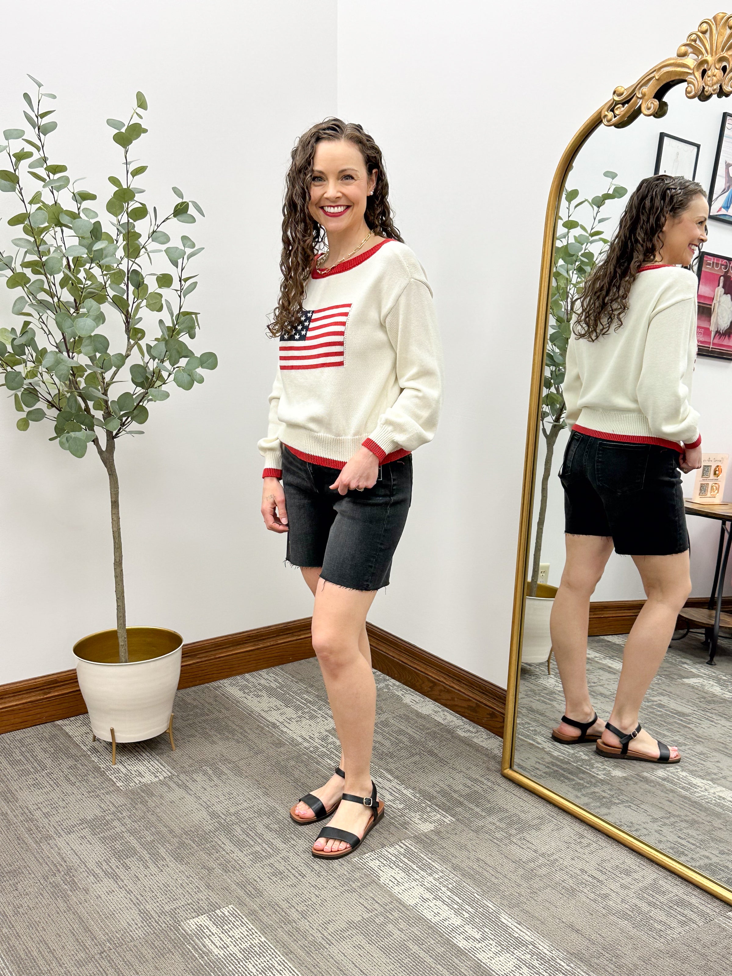 Cream American Flag Sweater