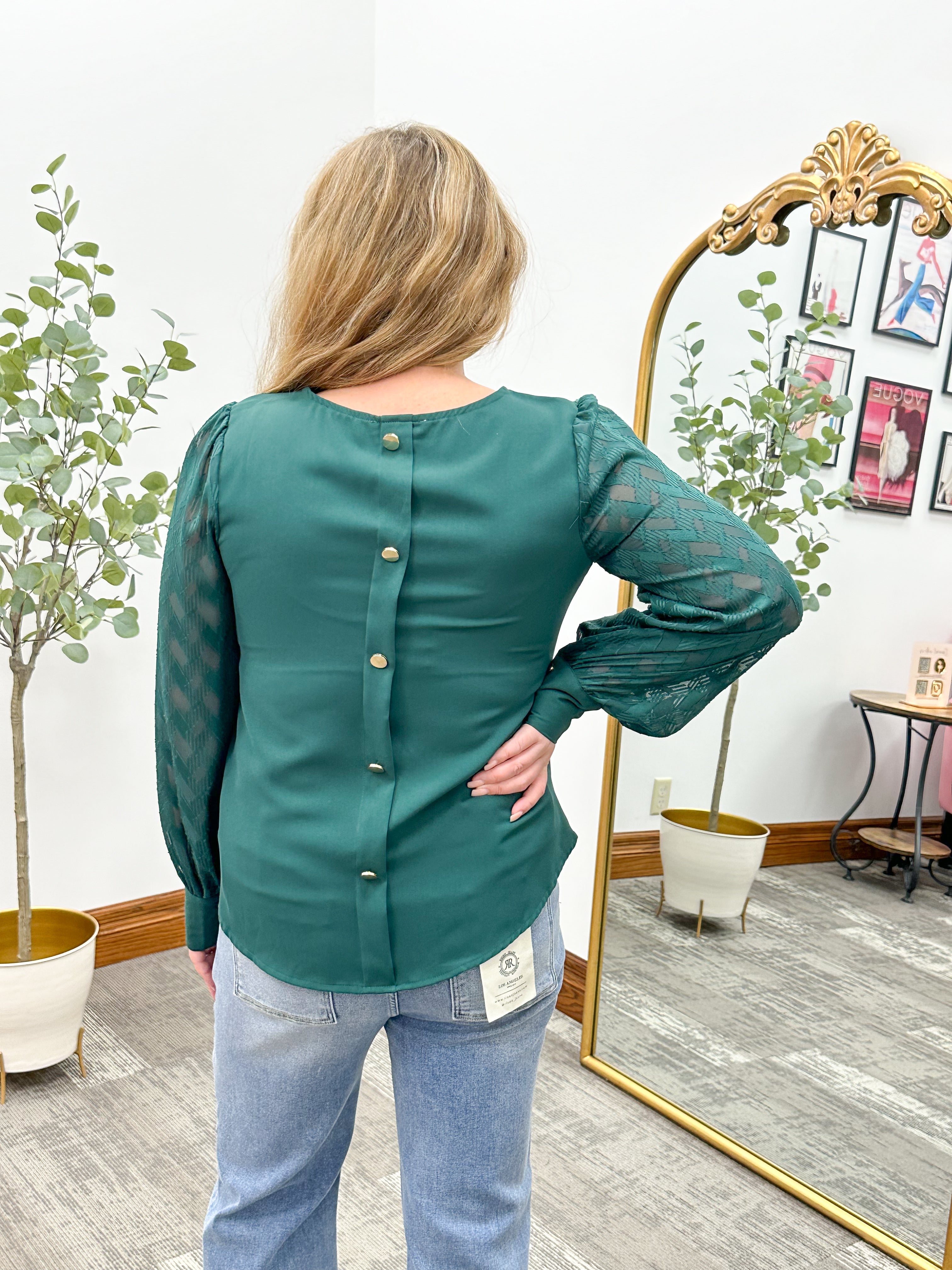 Rhonda Green V-Neck Blouse