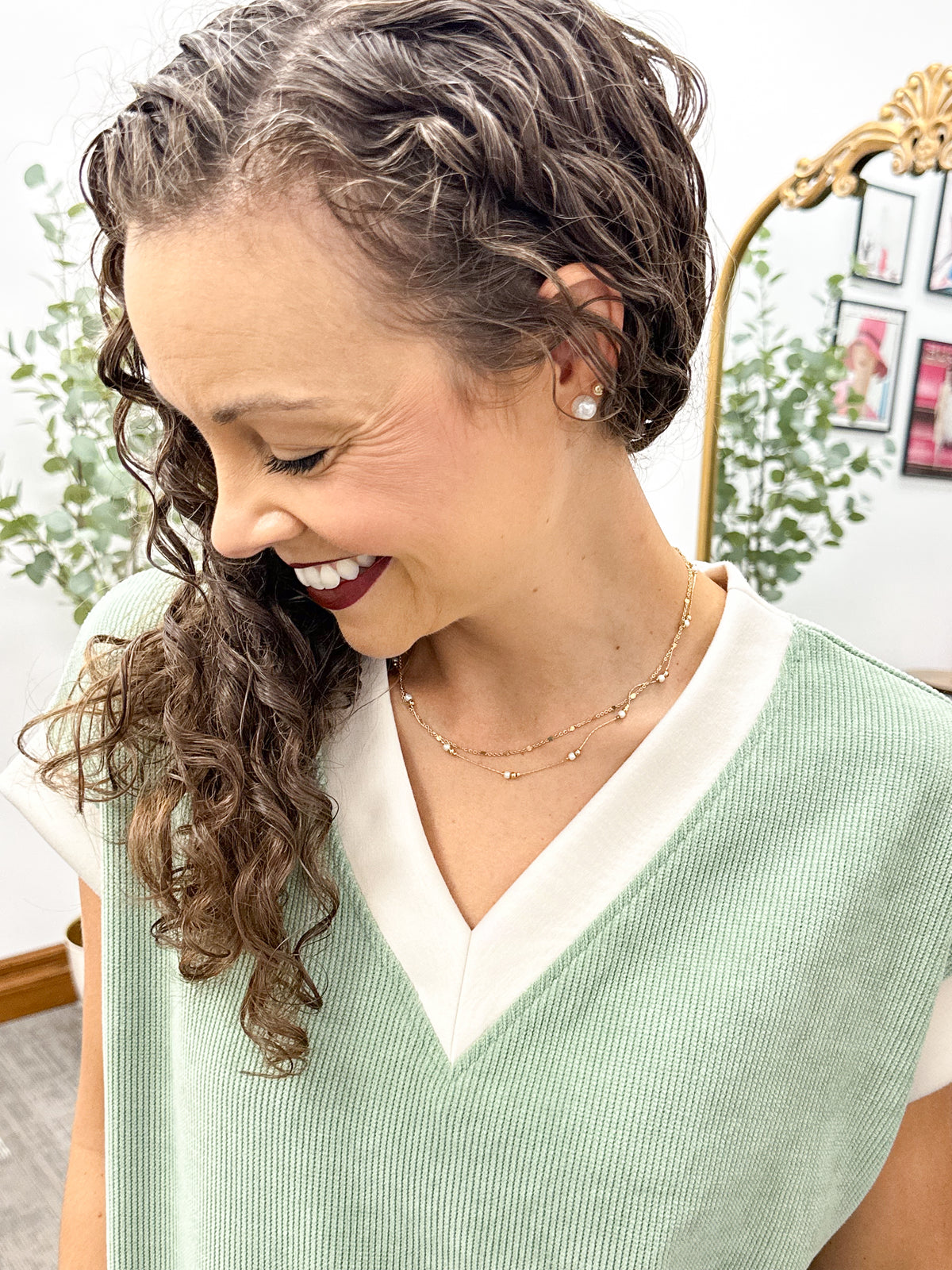 Corduroy V-Neck Lounge Top