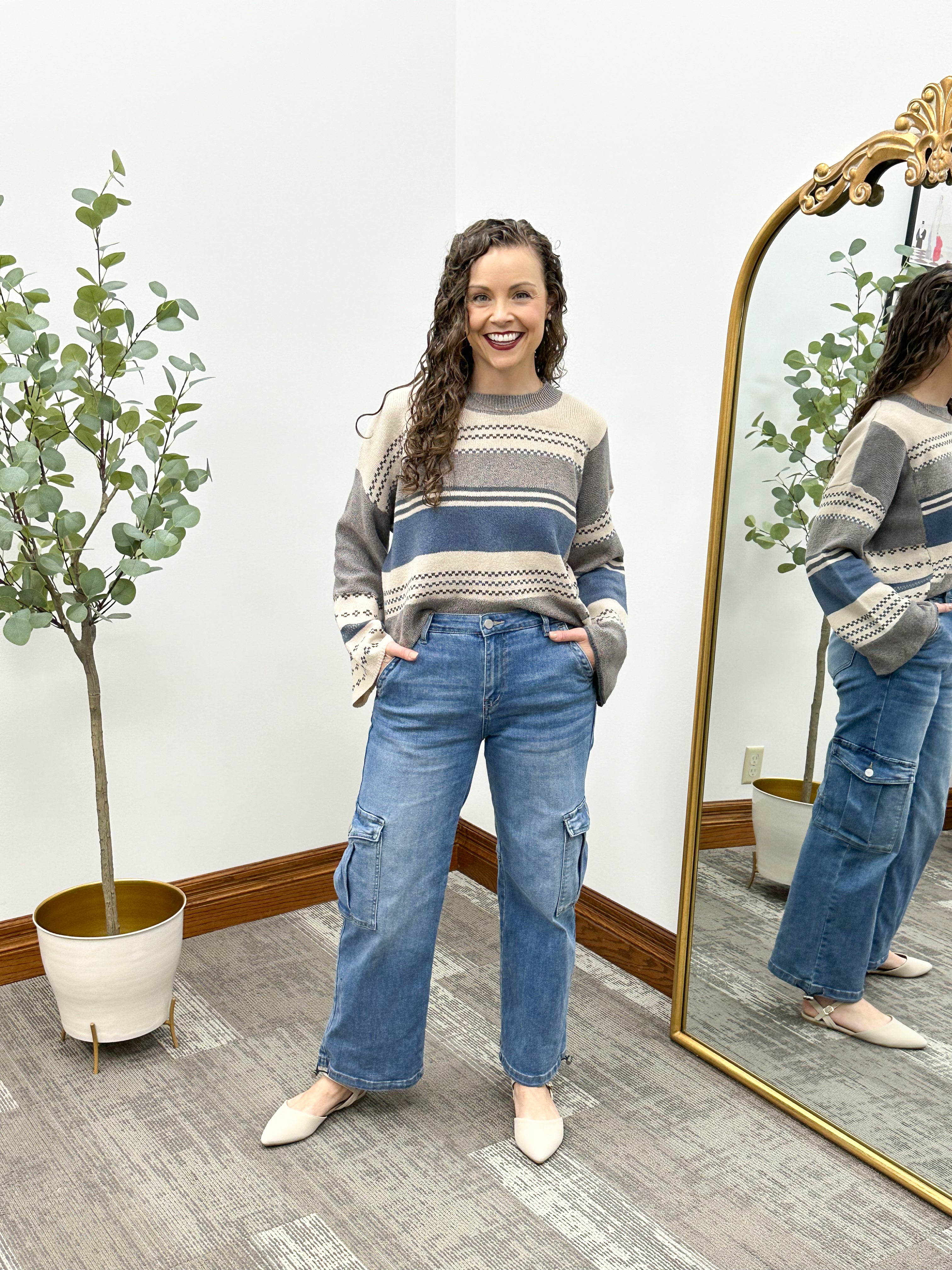 Vintage Style Striped Cropped Sweater