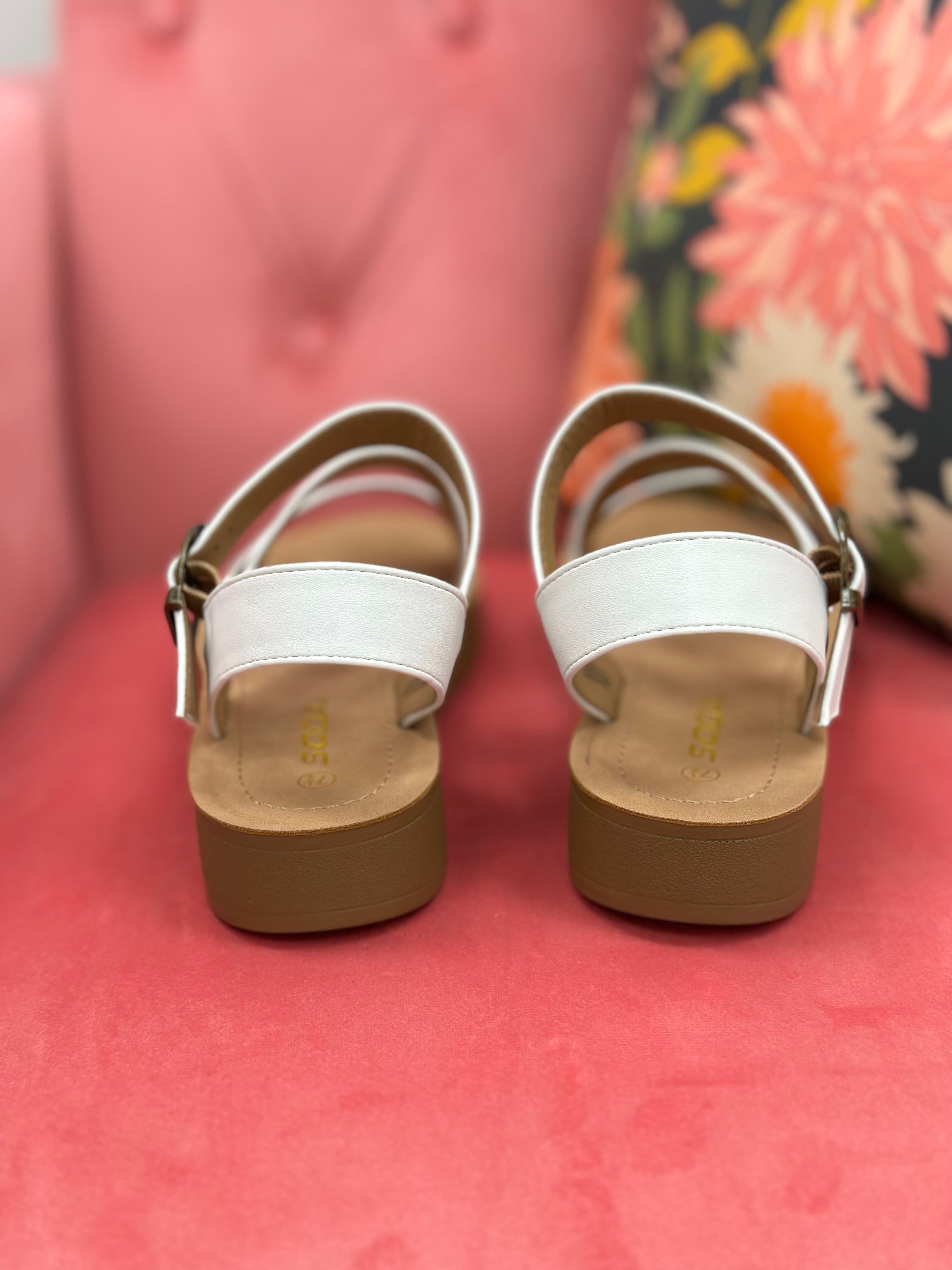 Hannah White Strappy Sandals