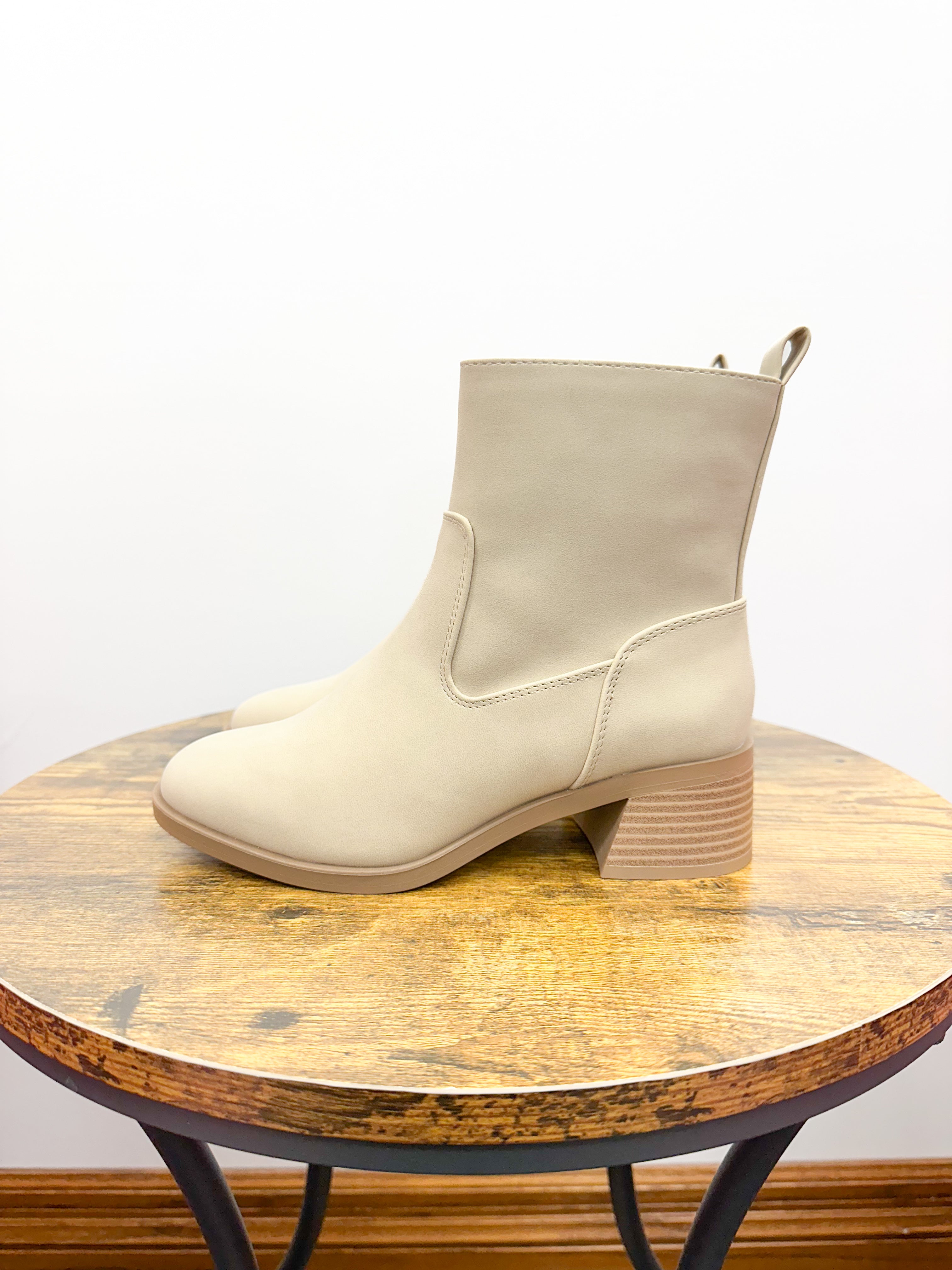 Kendra Beige Heeled Bootie