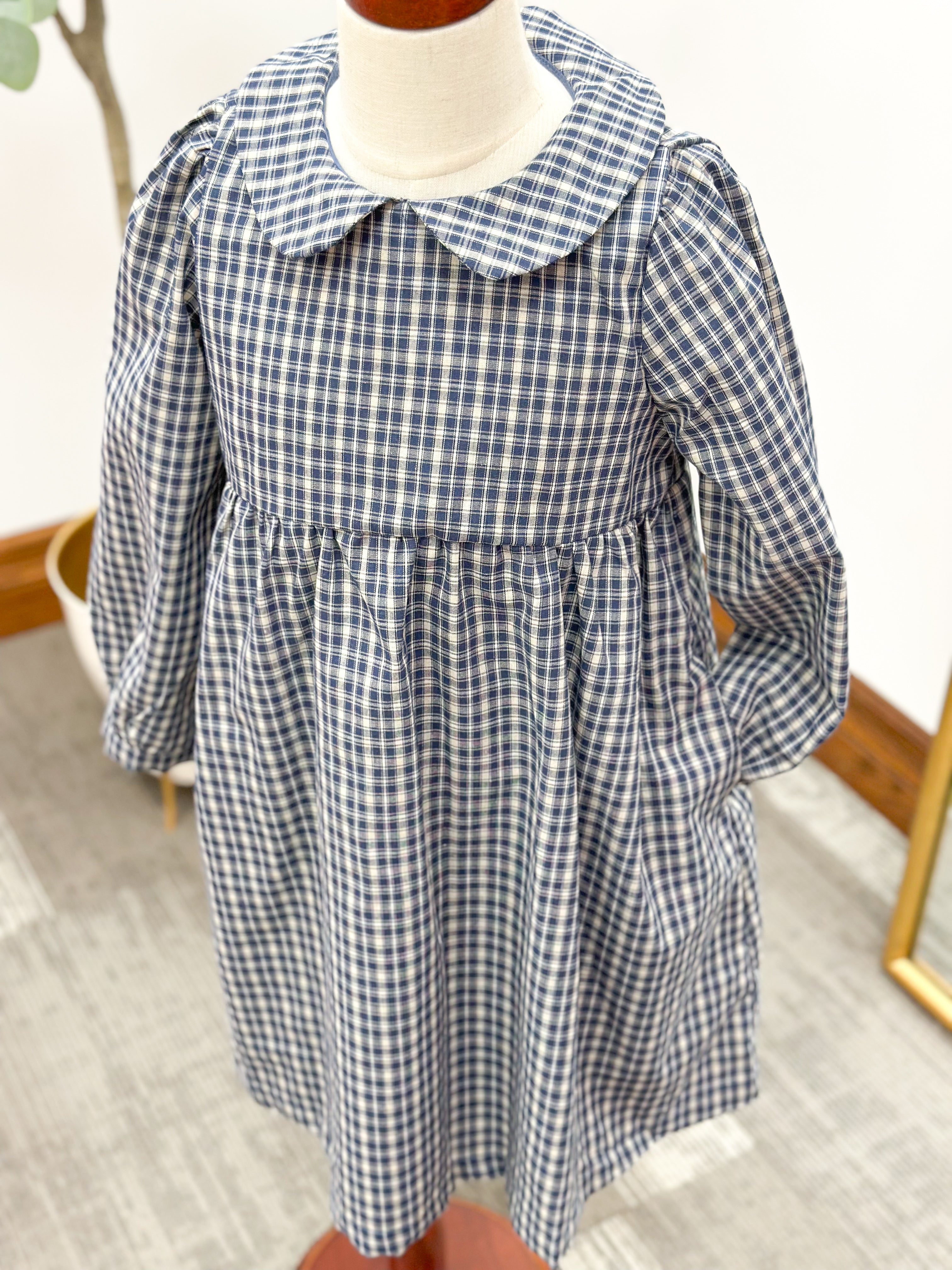 Girls Peter Pan Collar Plaid Dress