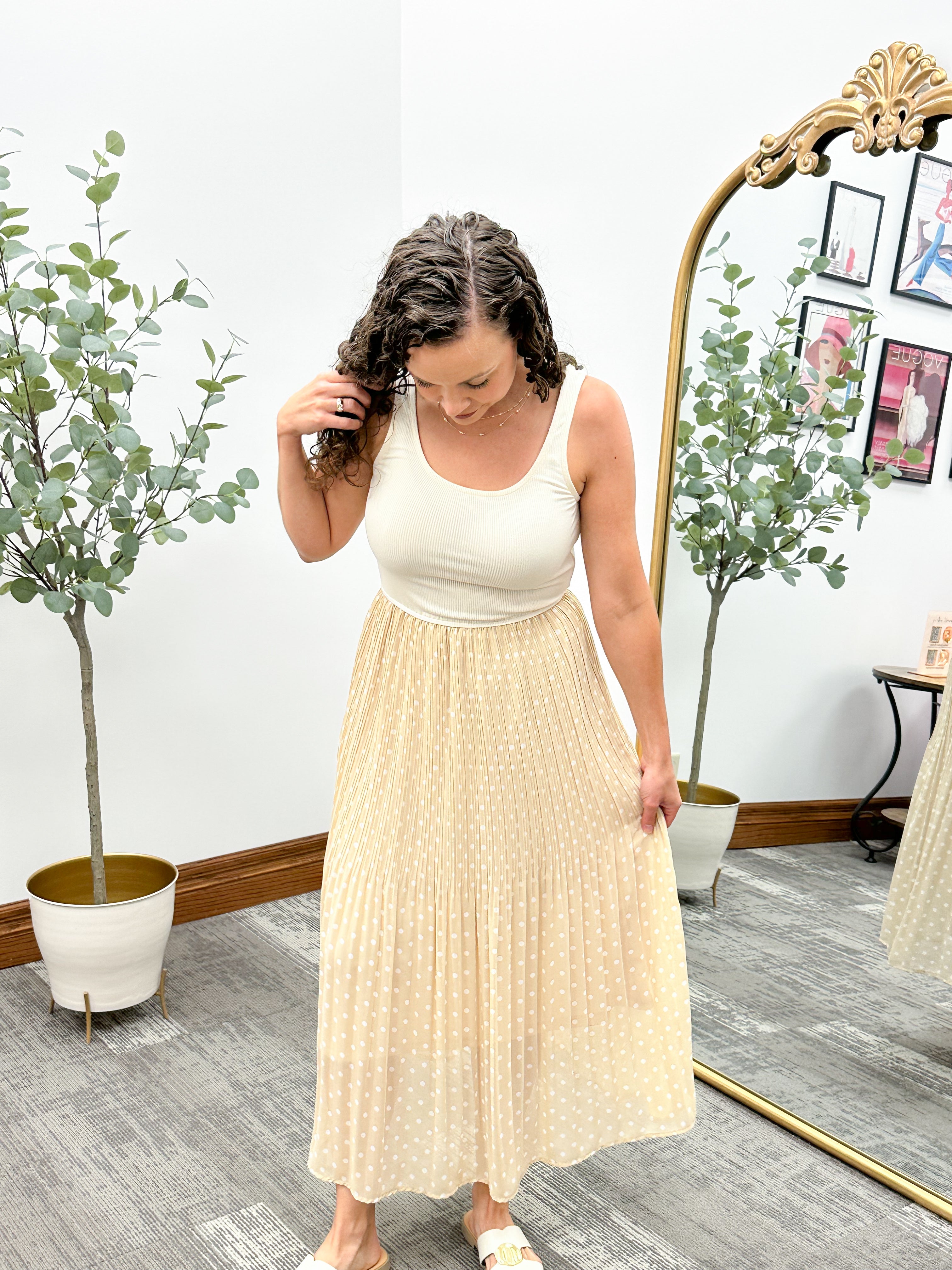 Neutral Polka Dot Dress