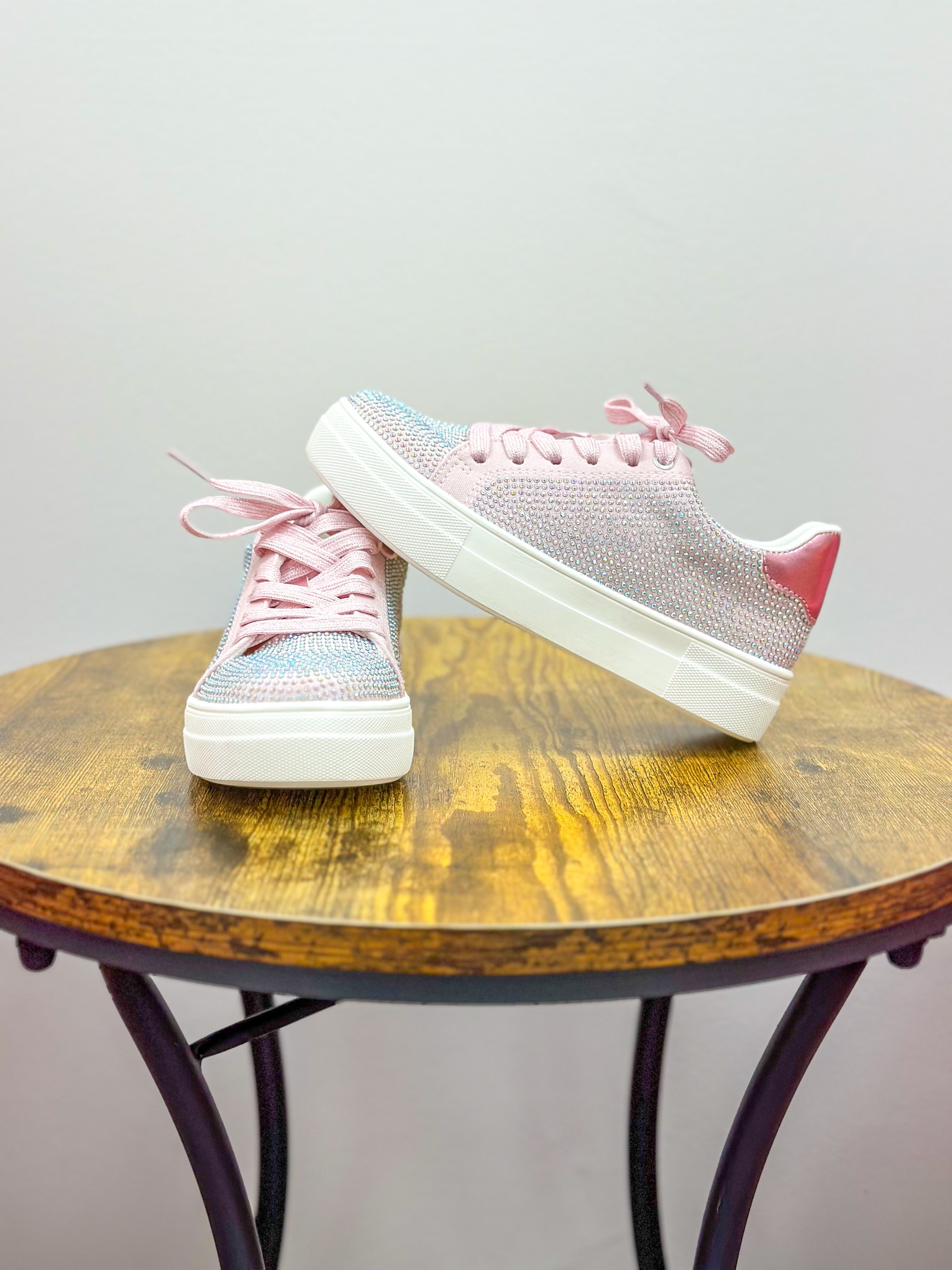 Girls Pink Sparkle Sneakers