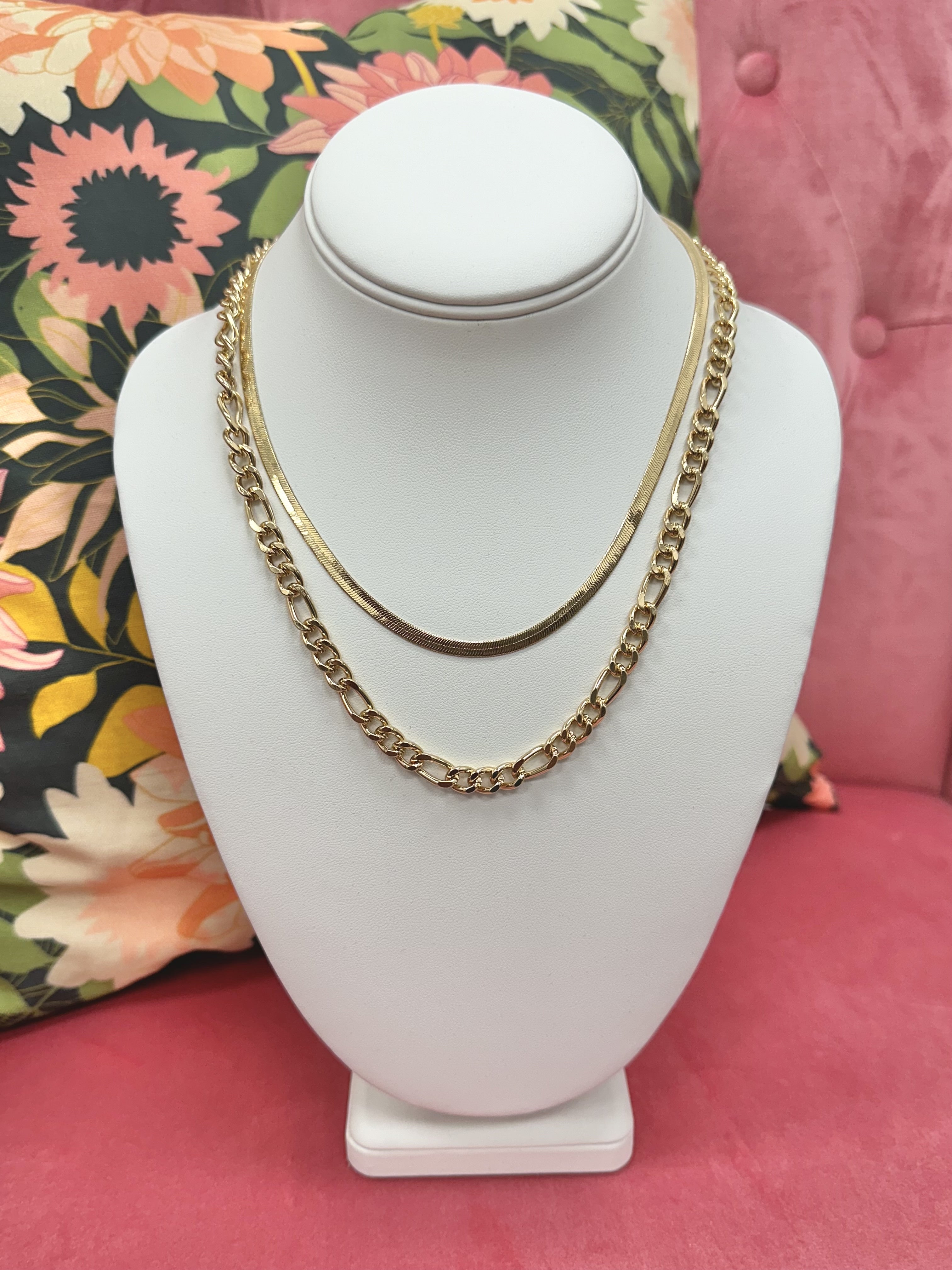 Layered Figaro Snake Chain Necklace