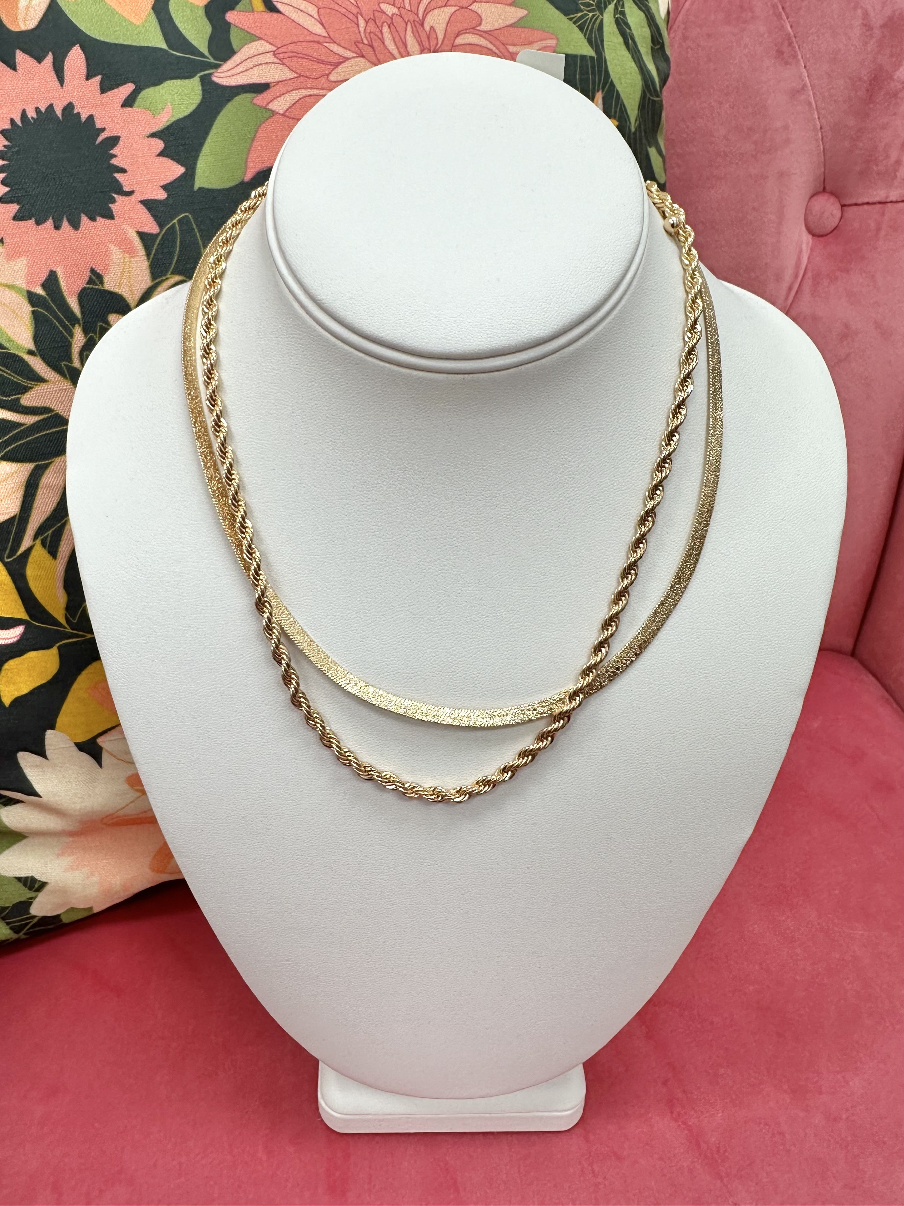 Herringbone + Rope Chain Necklace