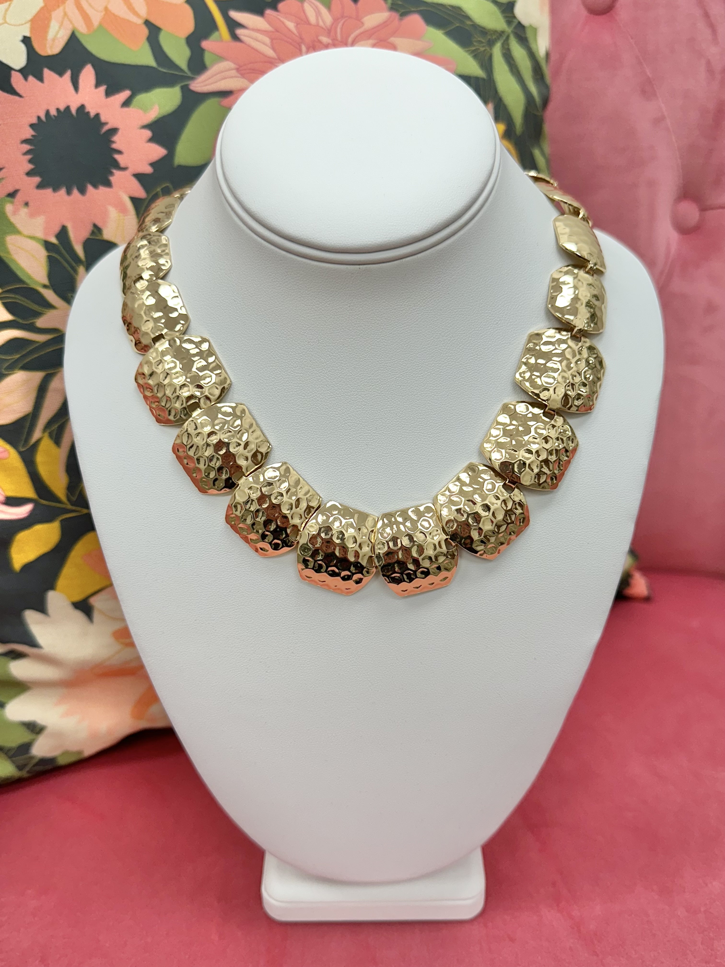 Hammered Gold Statement Necklace