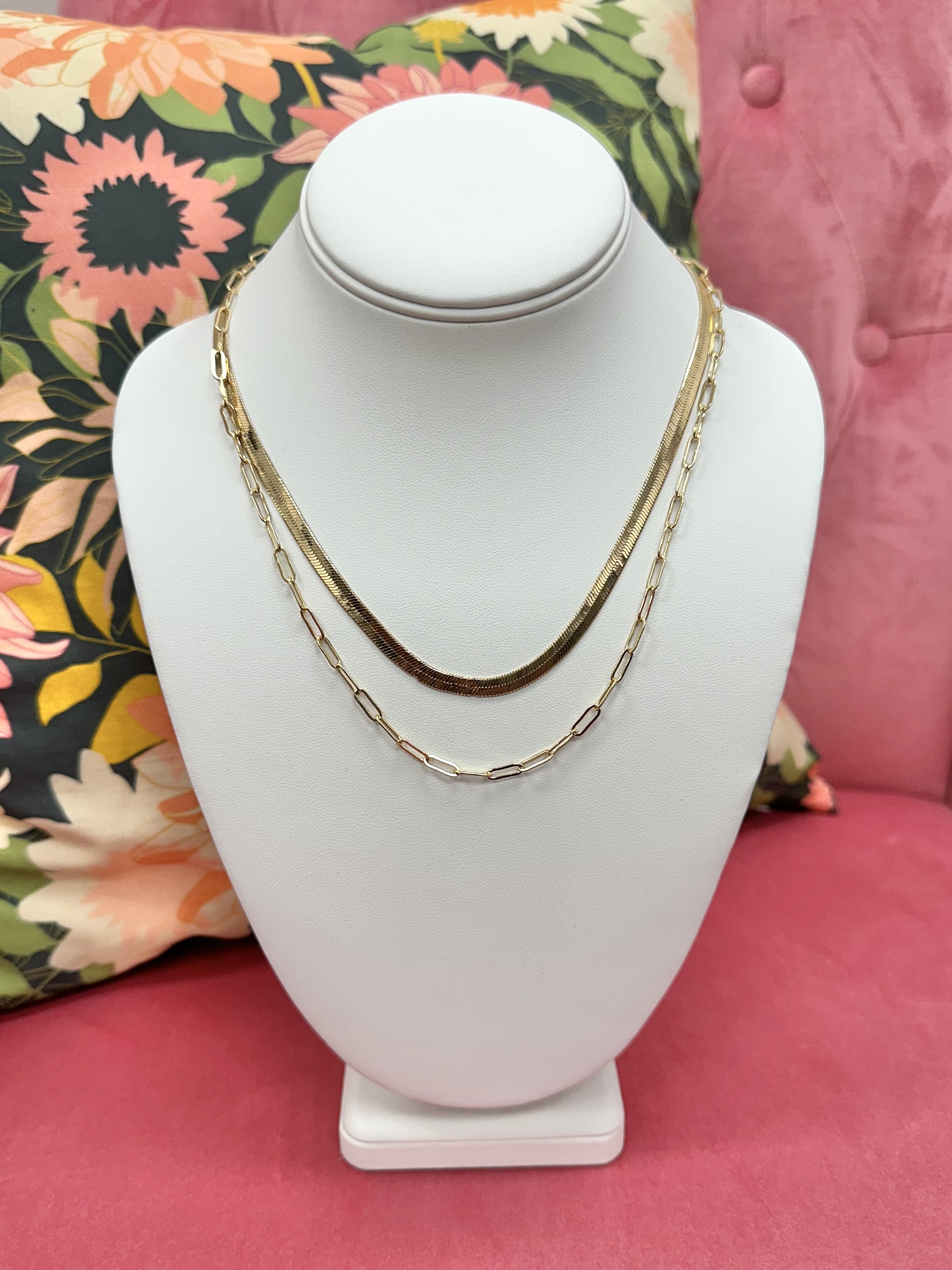 Double Snake + Chain Link Necklace