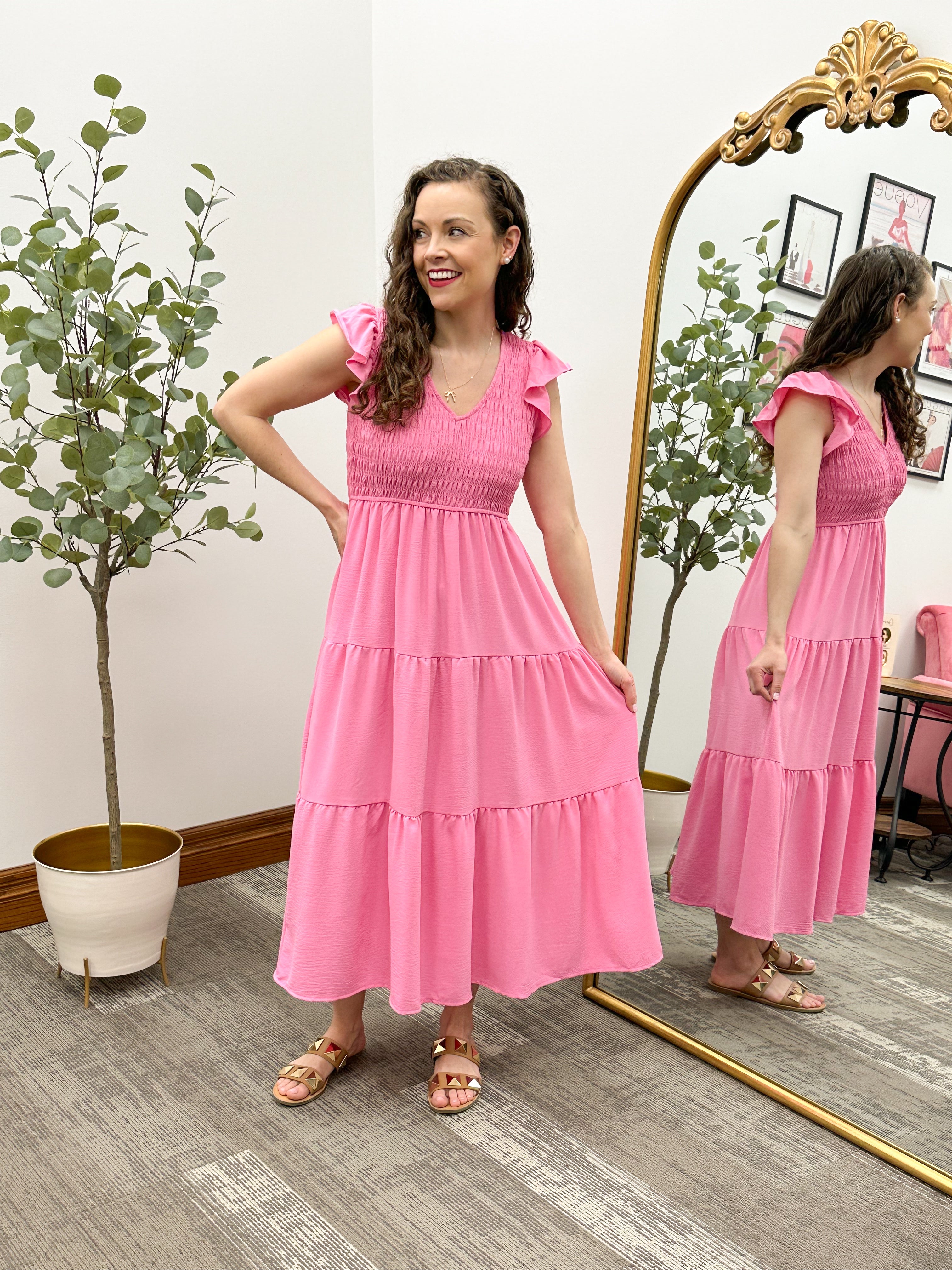 Lucy Pink Midi Dress