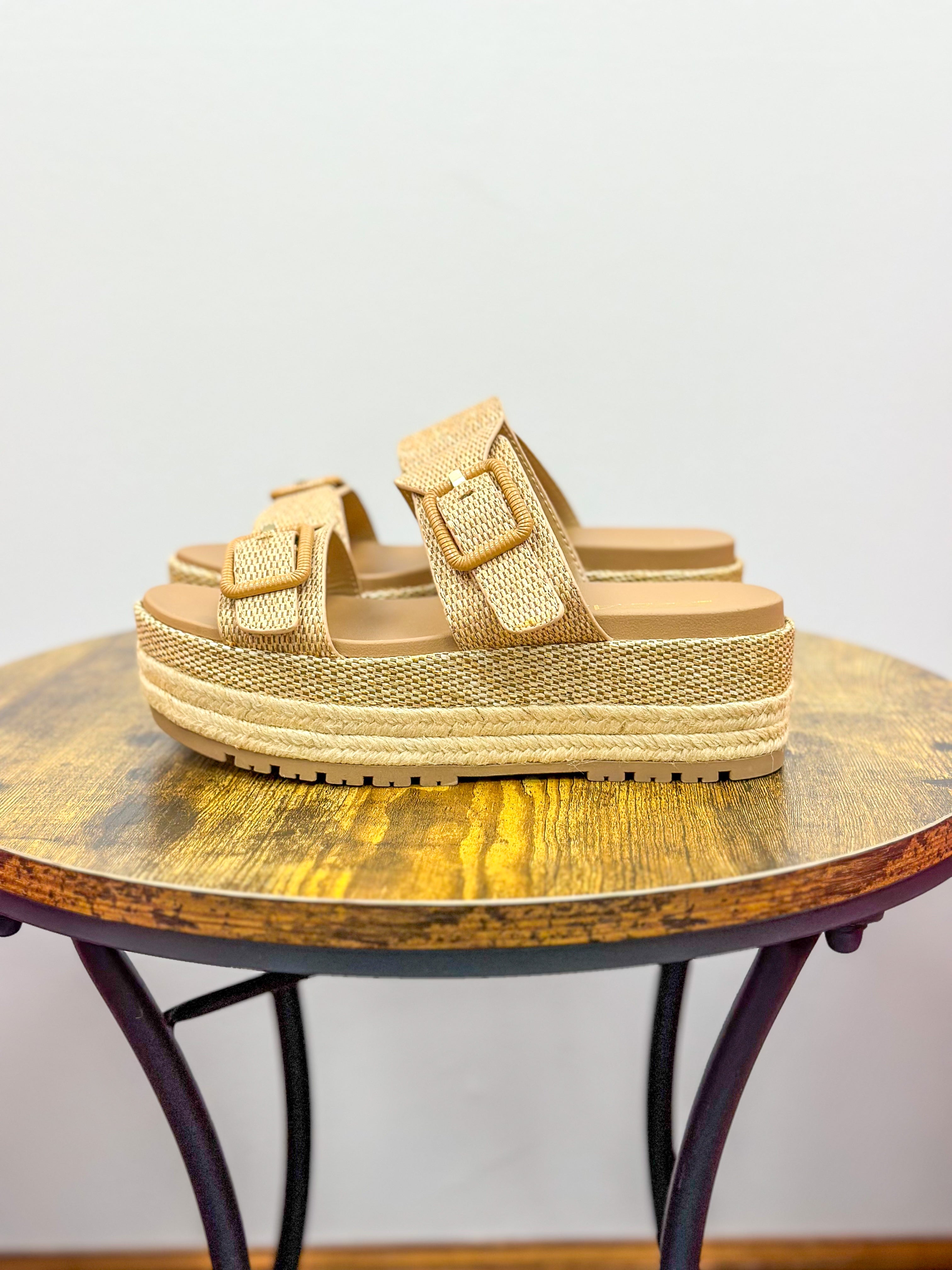 Frannie Tan Raffia Sandals