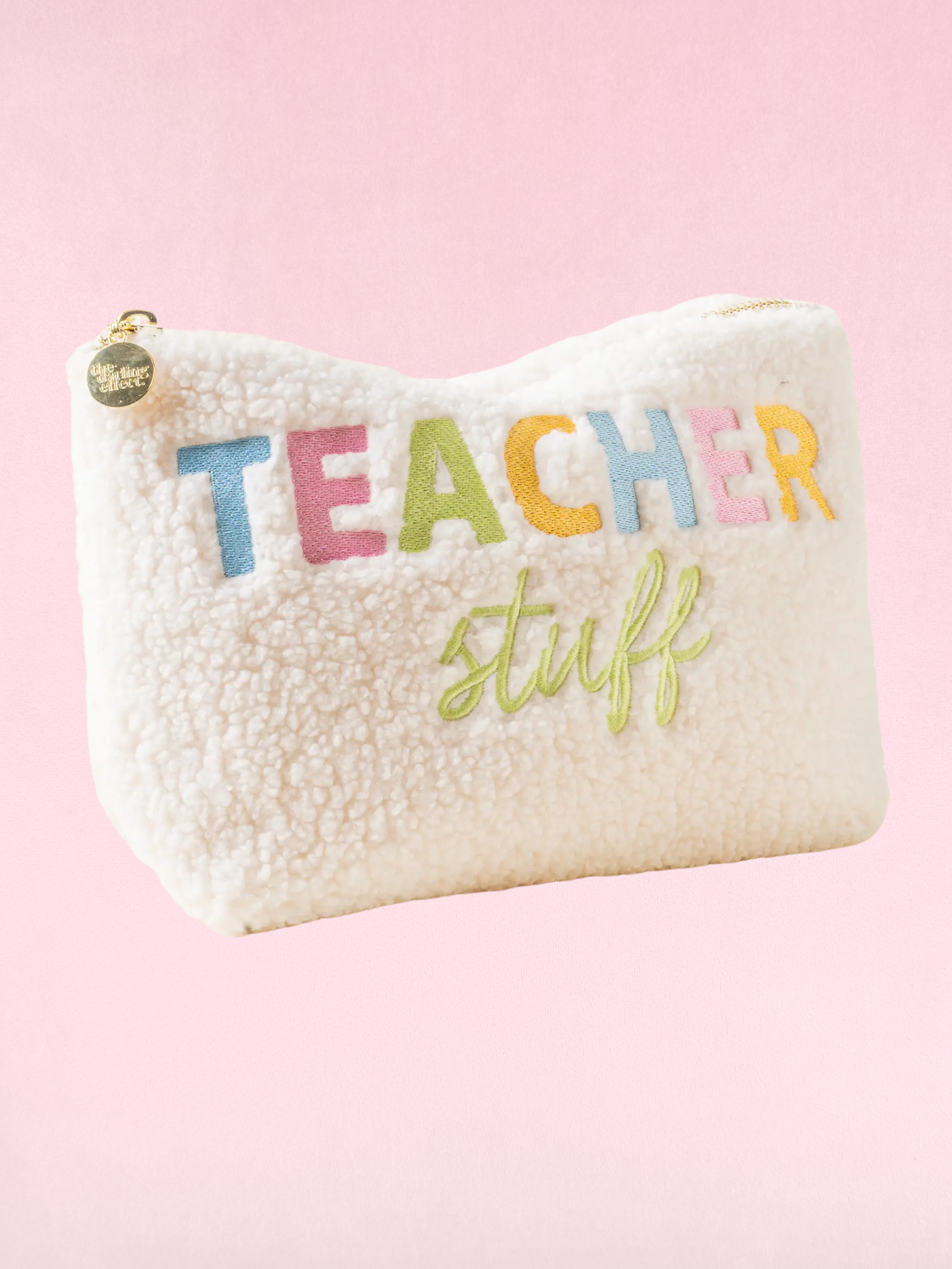 'Teacher Stuff' Sherpa Teddy Pouch