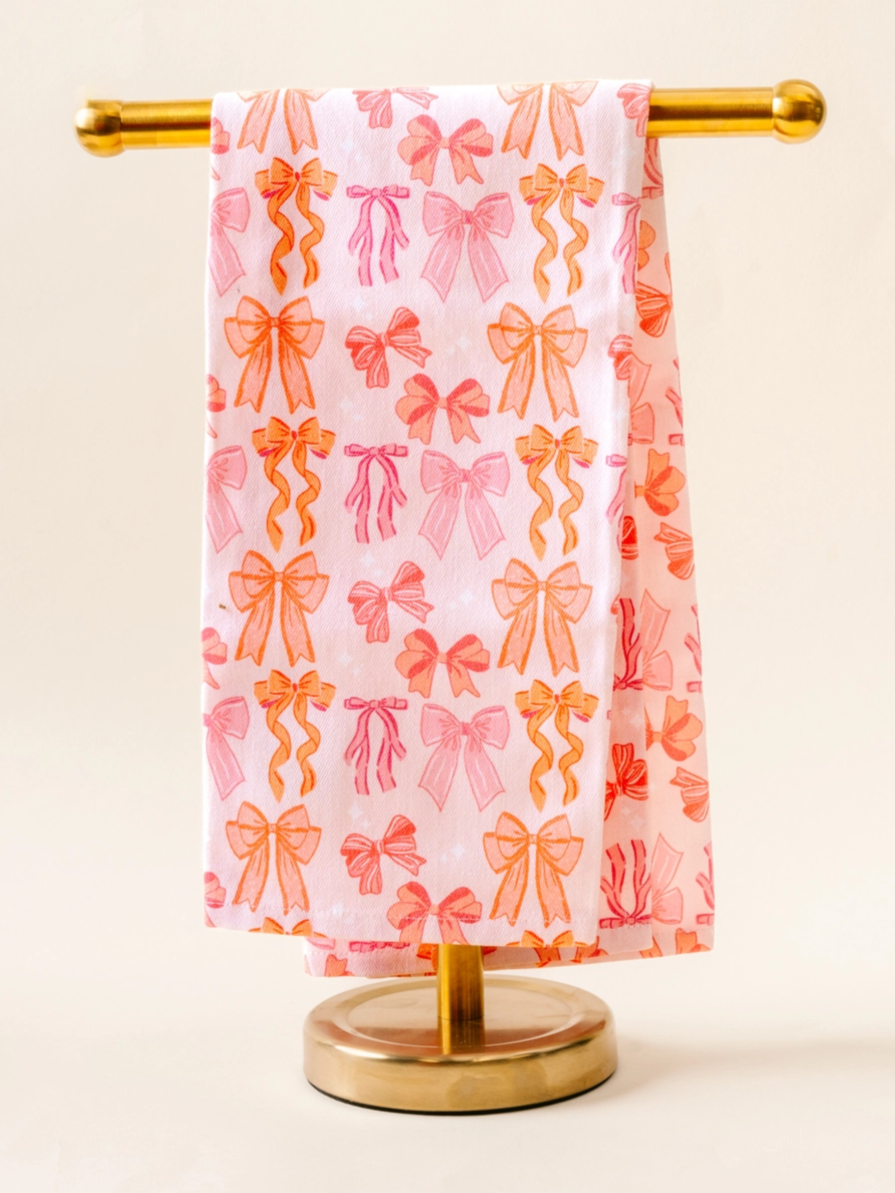 Pink Bow Dish Towel, Pink Bow Tea Towel, Pink Bow Bathroom Towel
