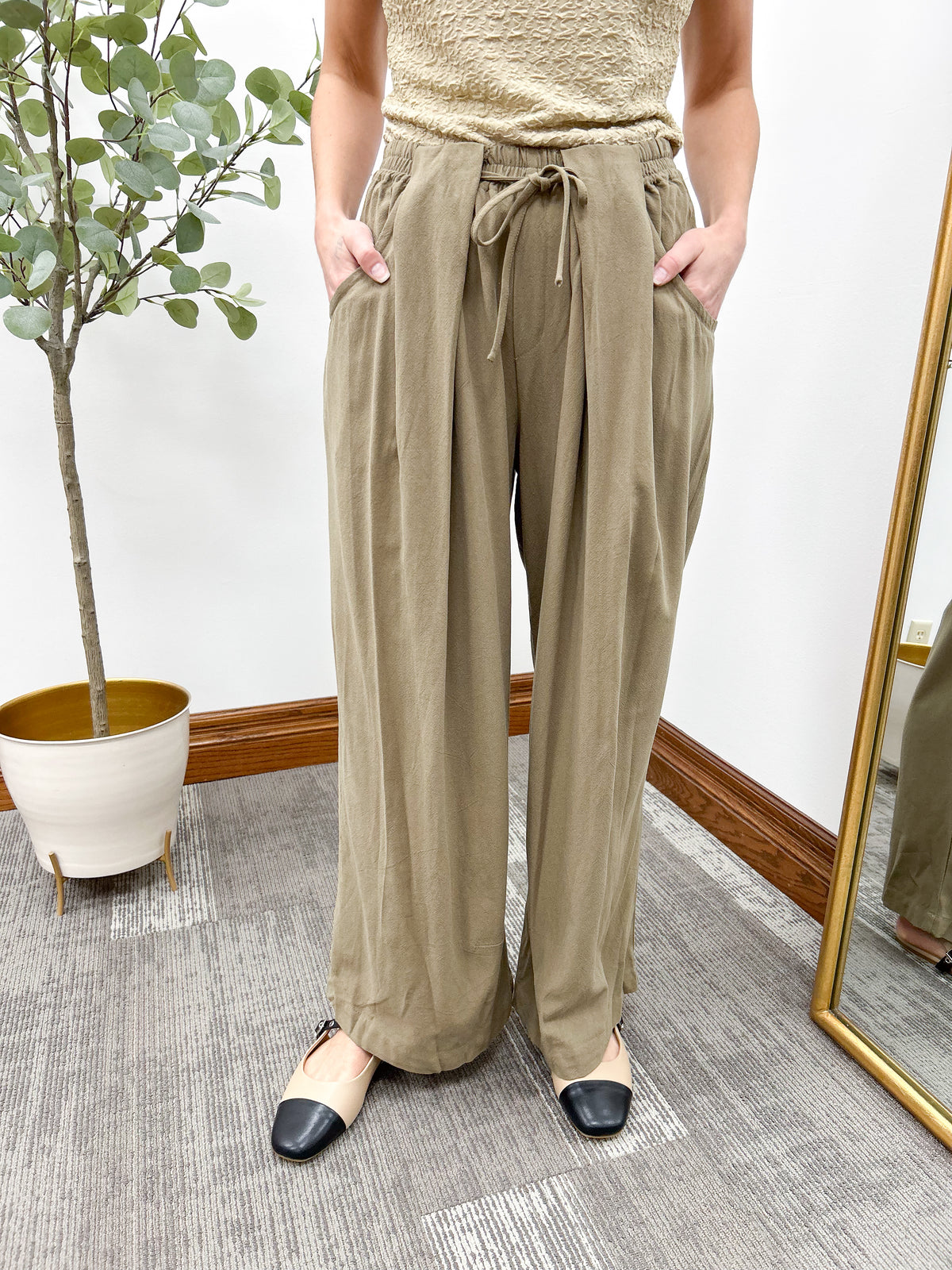 Olive Wide Leg Pants (S-3X)