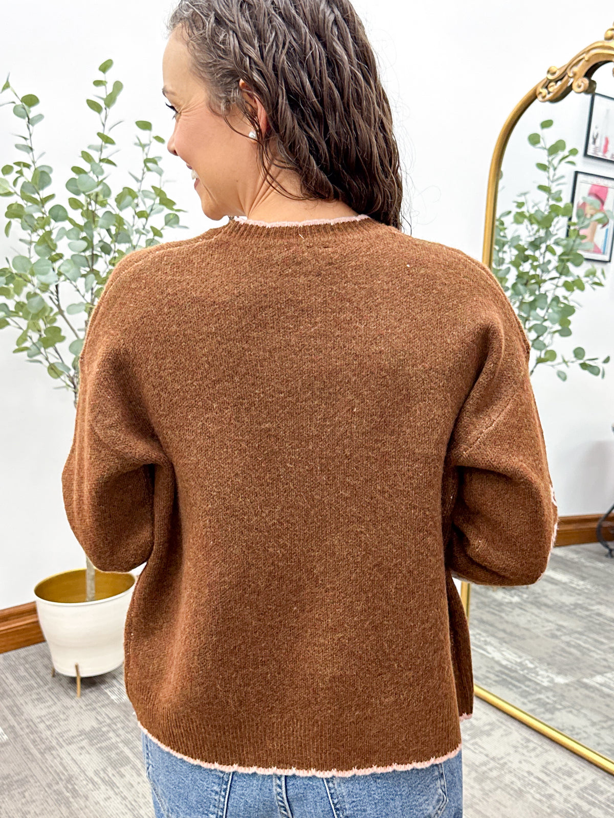 Brown Floral Sleeve Cardigan