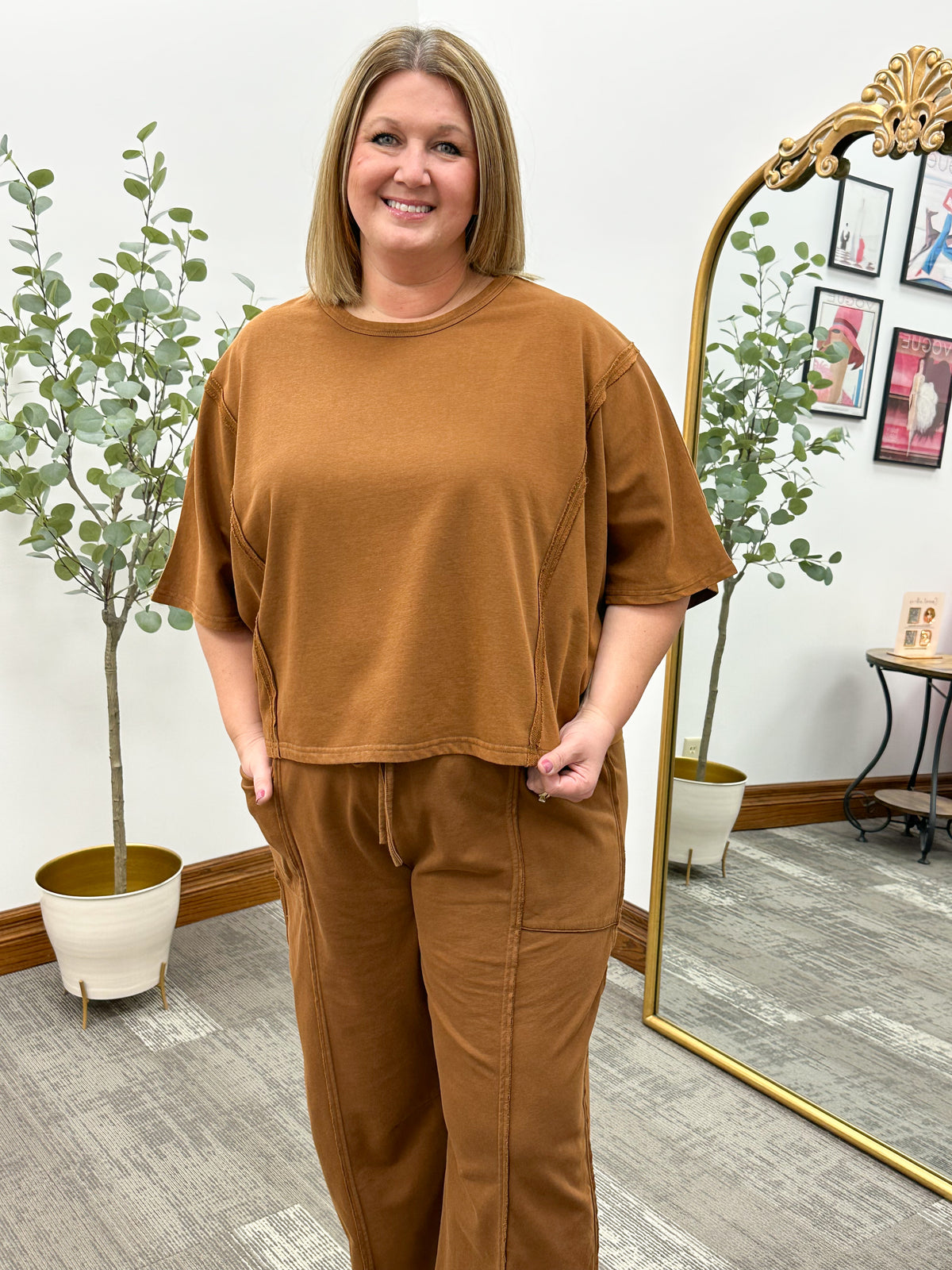 Brown Boxy Dolman Sleeve Top (S-3X)