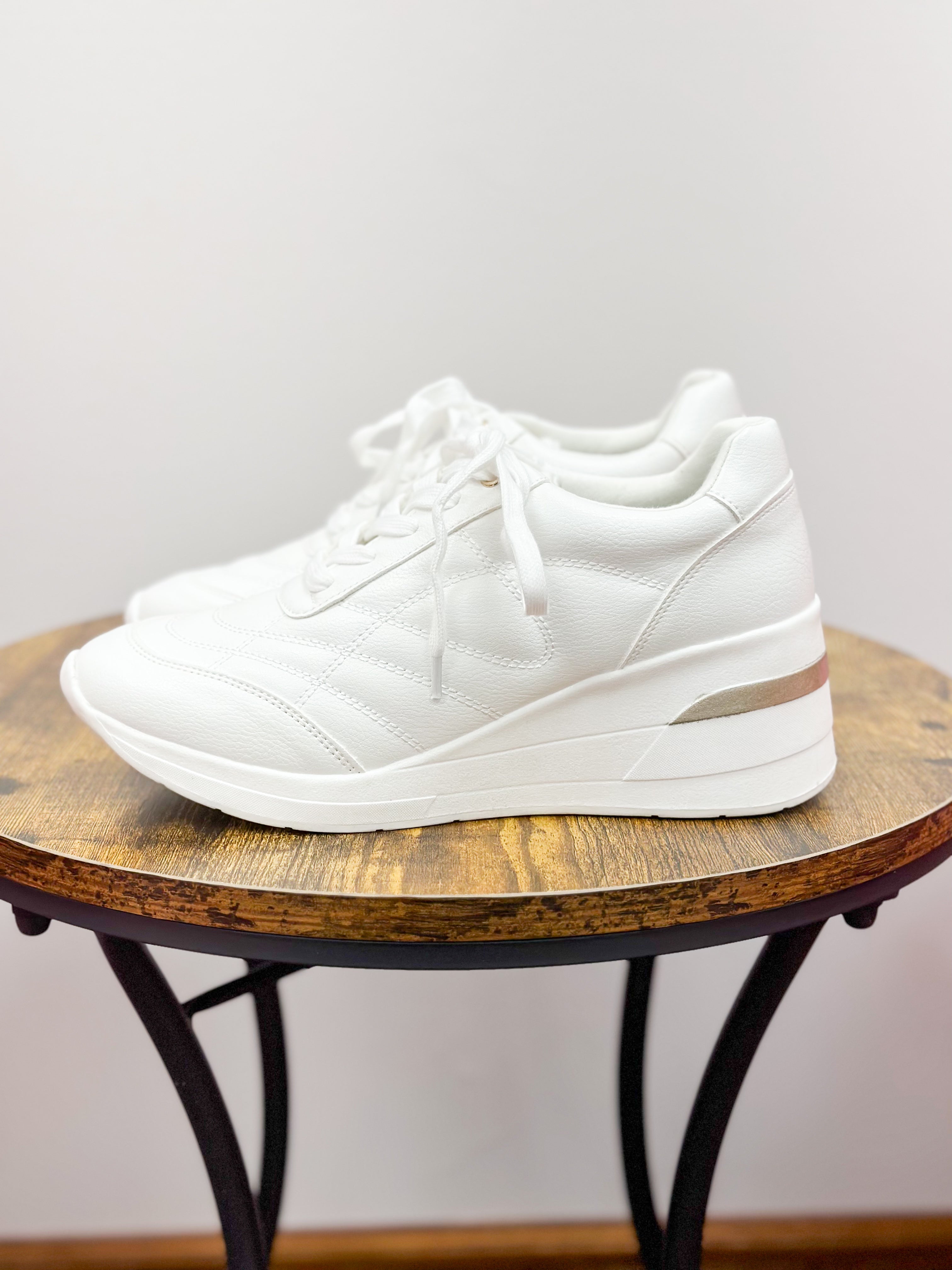 White Wedge Sneakers